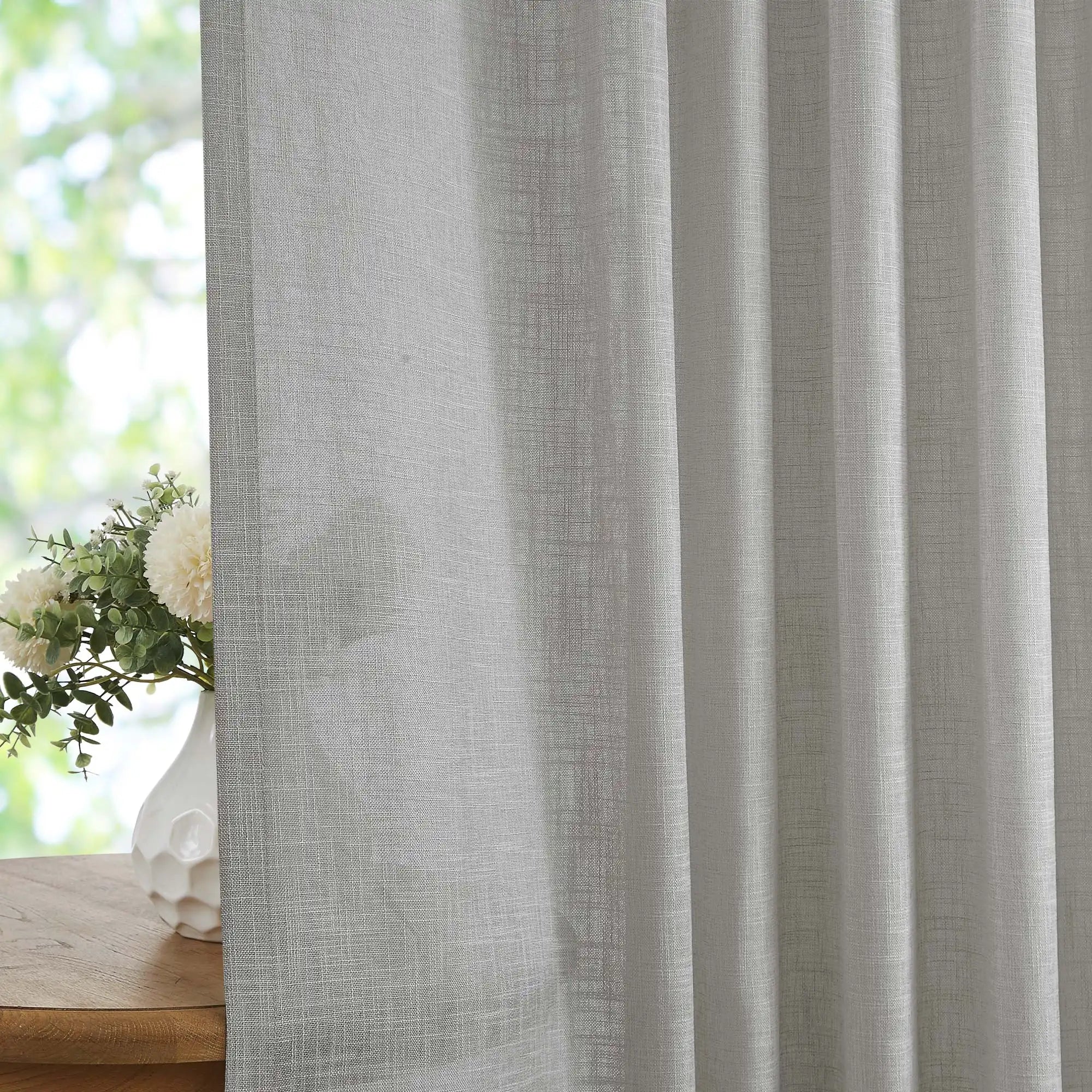 Elvonaeoly Crossweave Linen Look Custom Curtains