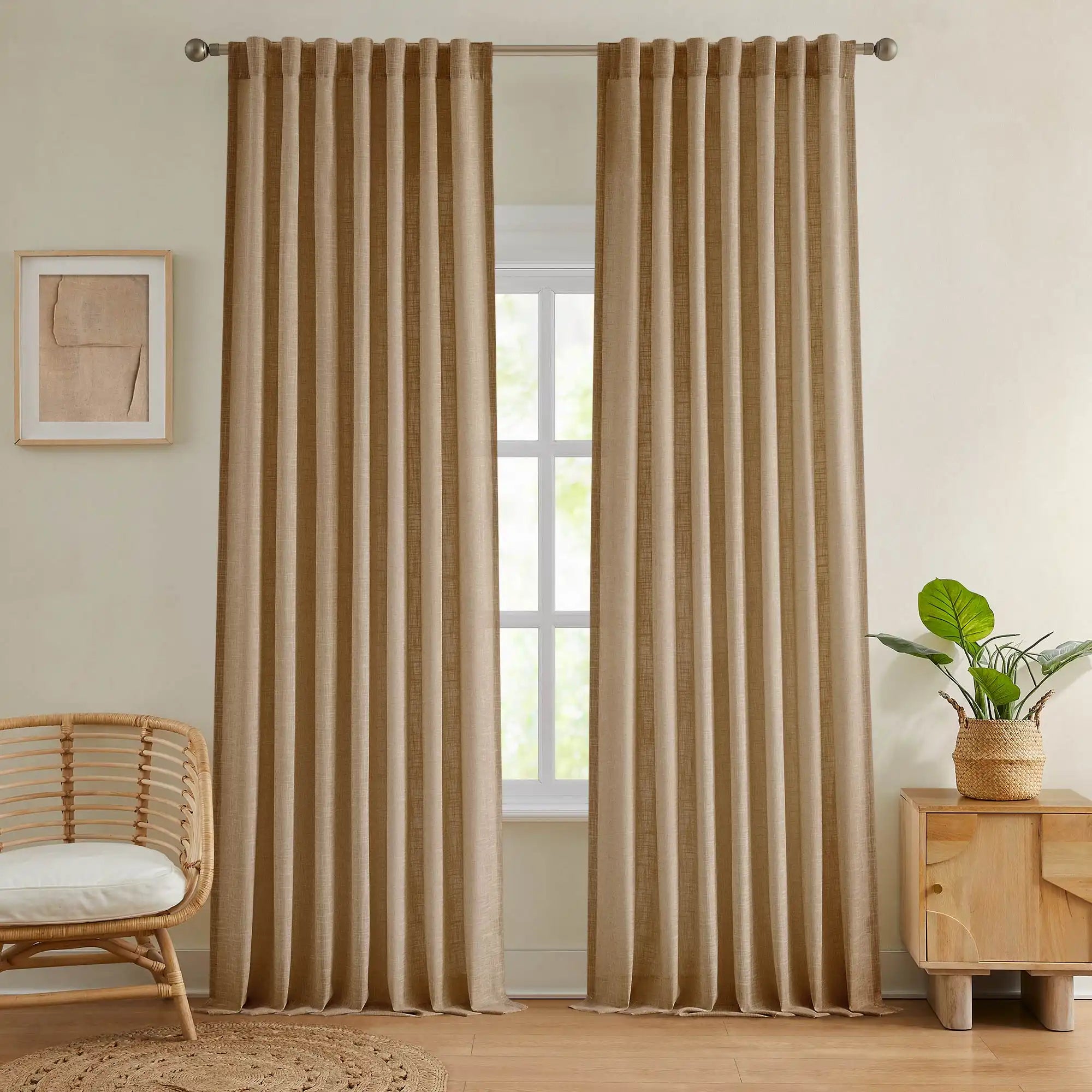 Elvonaeoly Crossweave Linen Look Custom Curtains
