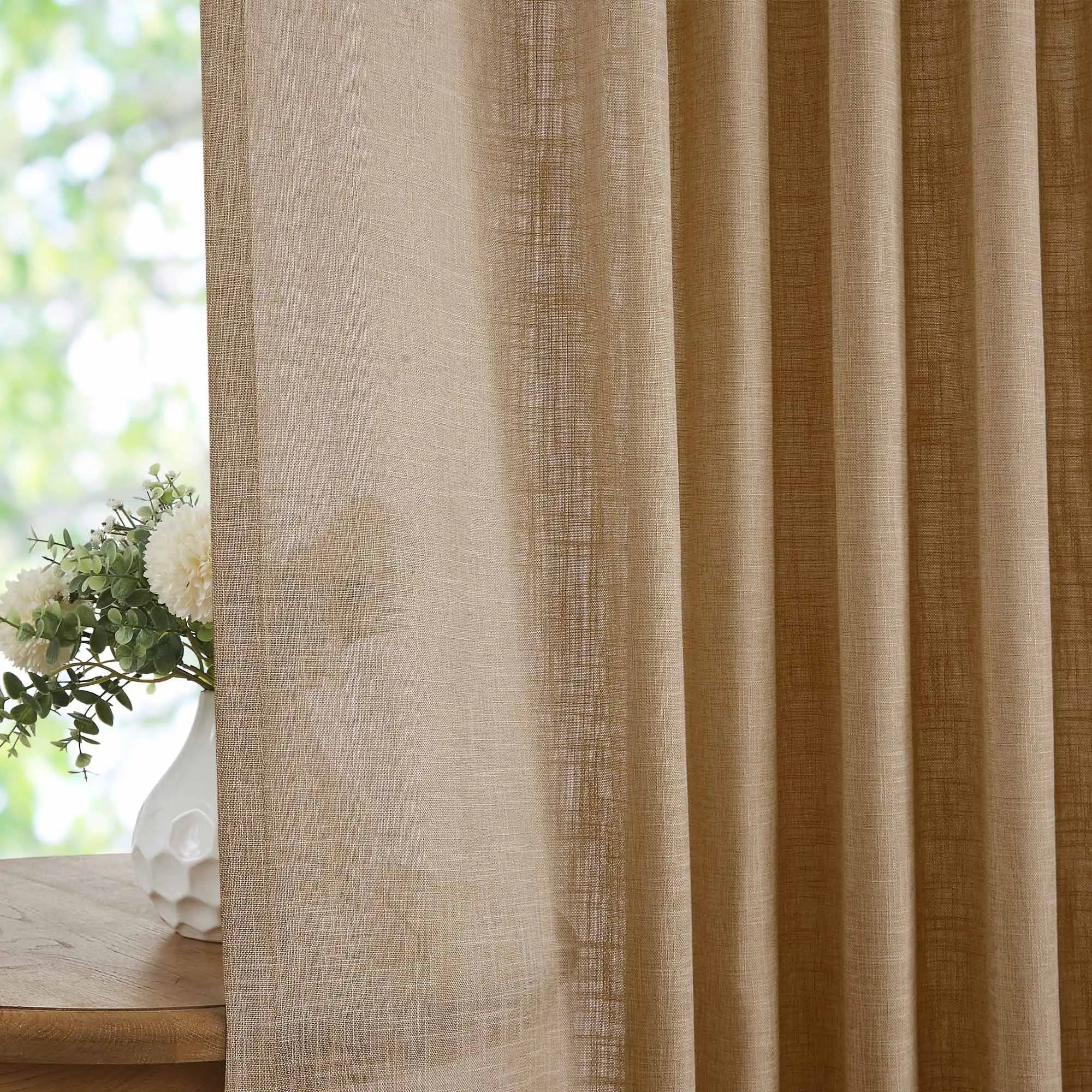 Elvonaeoly Crossweave Linen Look Custom Curtains