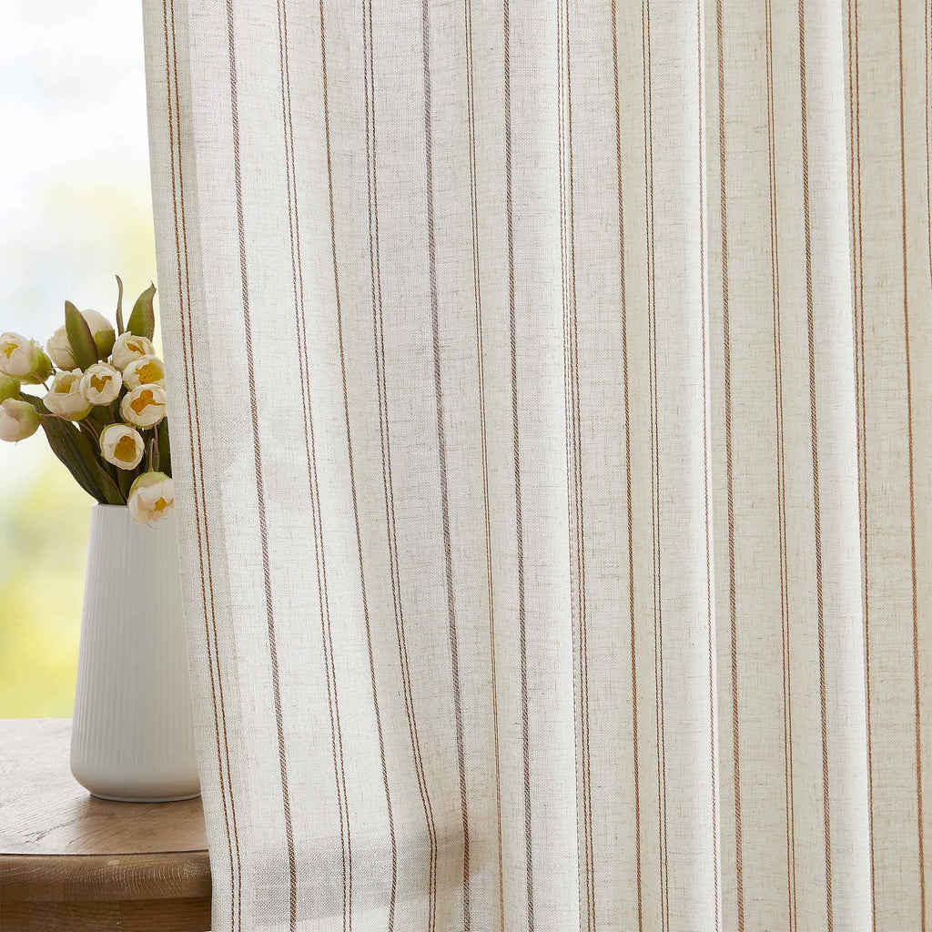 Elvonaeoly Minimalist Striped Linen Curtains