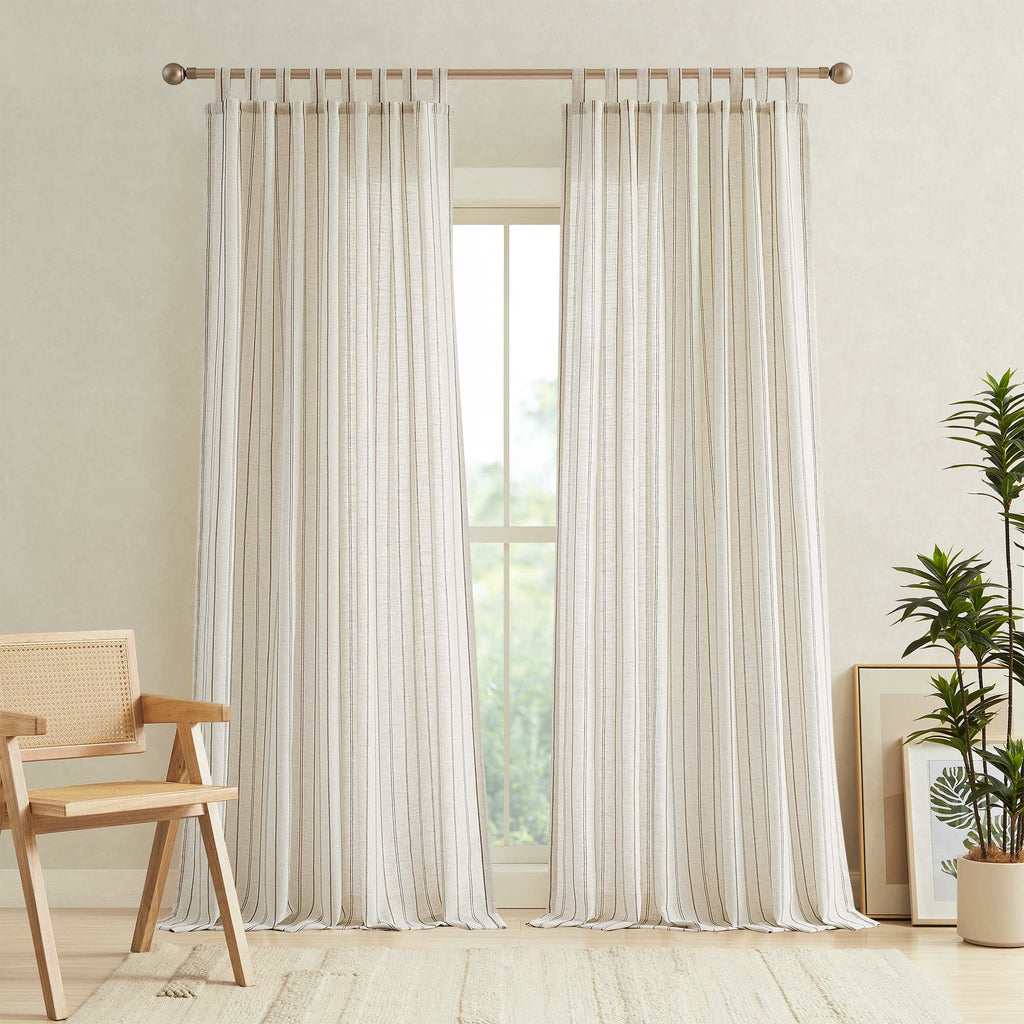 Elvonaeoly Minimalist Striped Linen Curtains