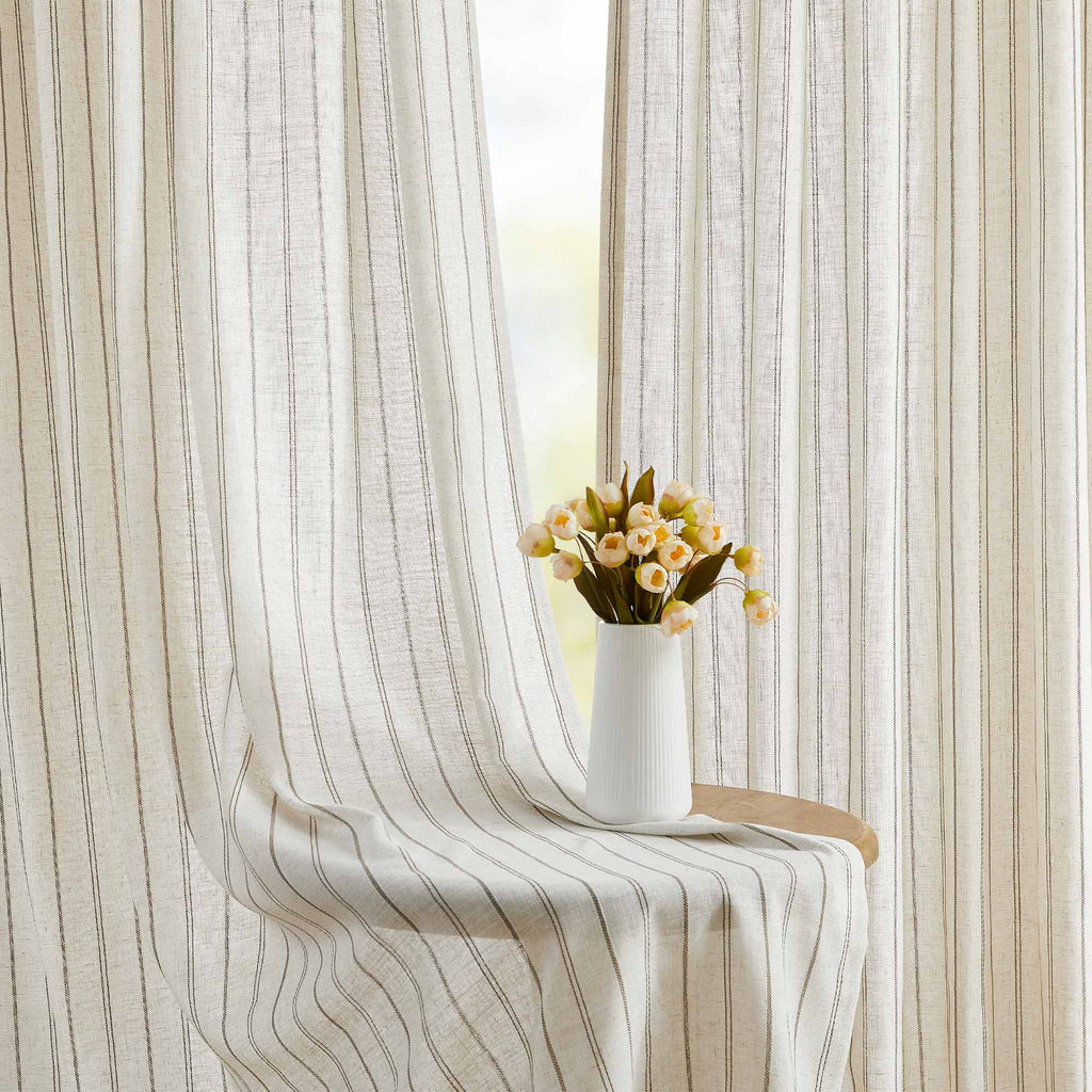 Elvonaeoly Minimalist Striped Linen Curtains
