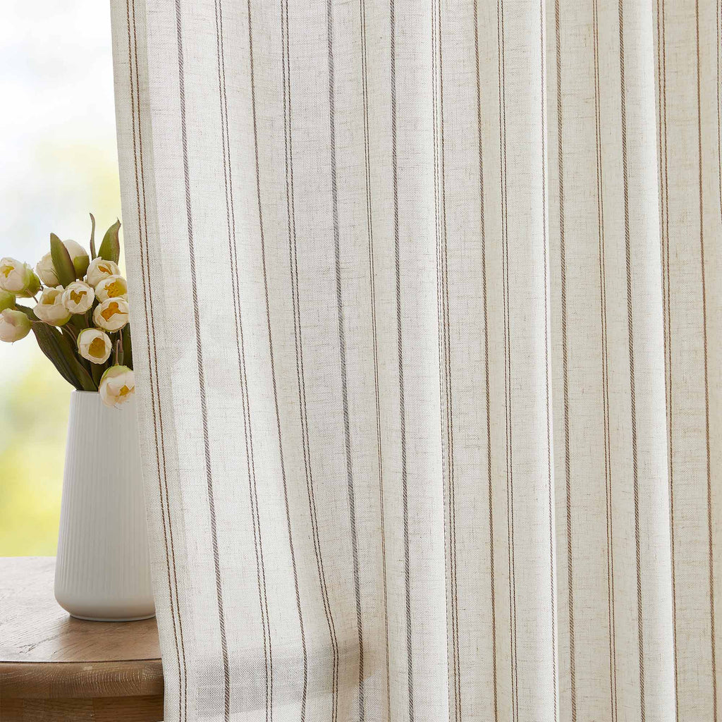 Elvonaeoly Minimalist Striped Linen Curtains