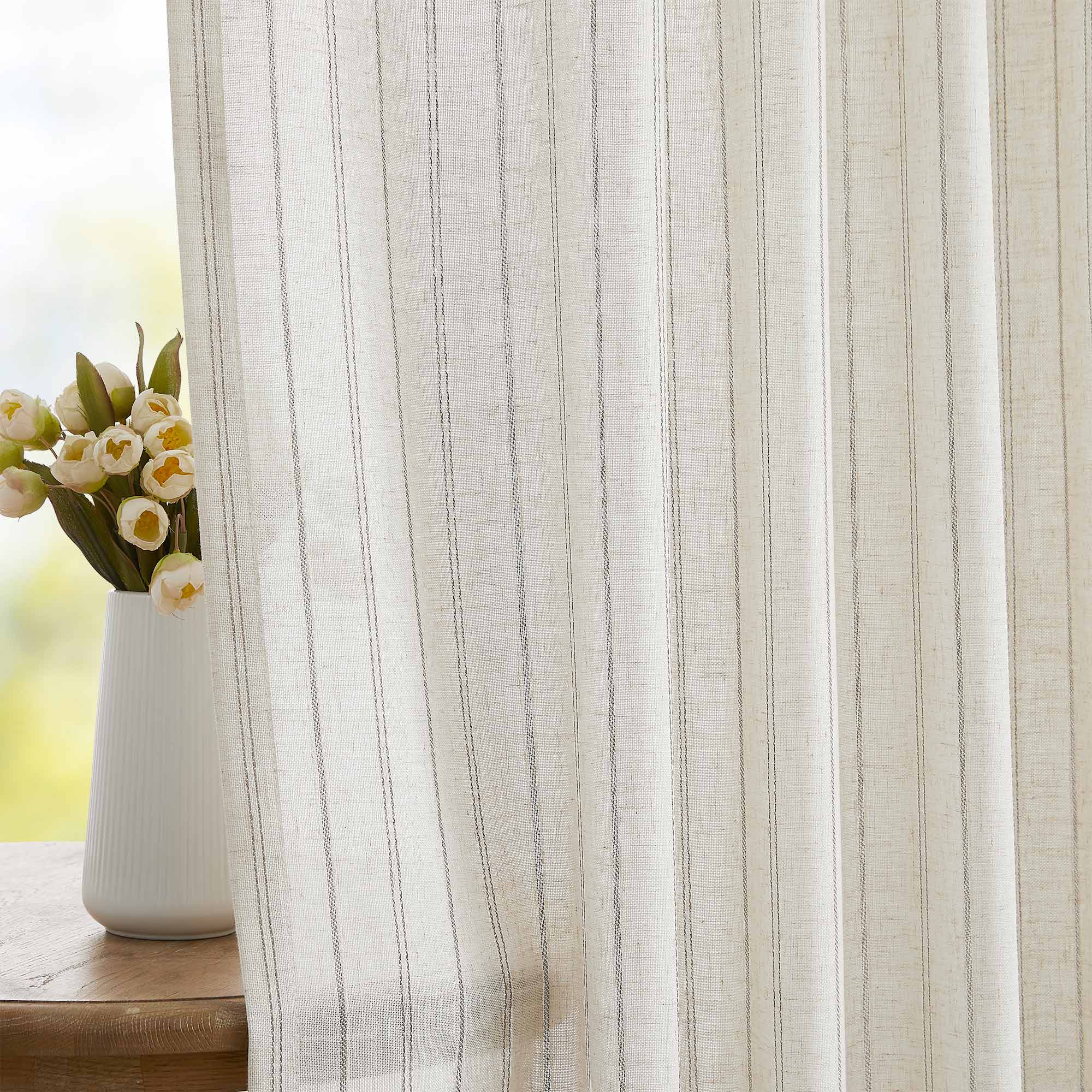 Elvonaeoly Minimalist Striped Linen Curtains