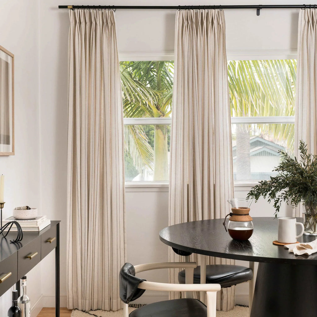 Elvonaeoly Minimalist Striped Linen Curtains