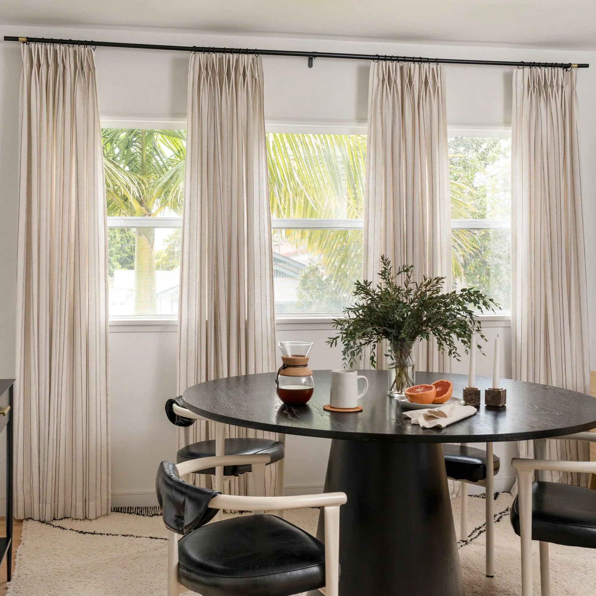 Elvonaeoly Minimalist Striped Linen Curtains