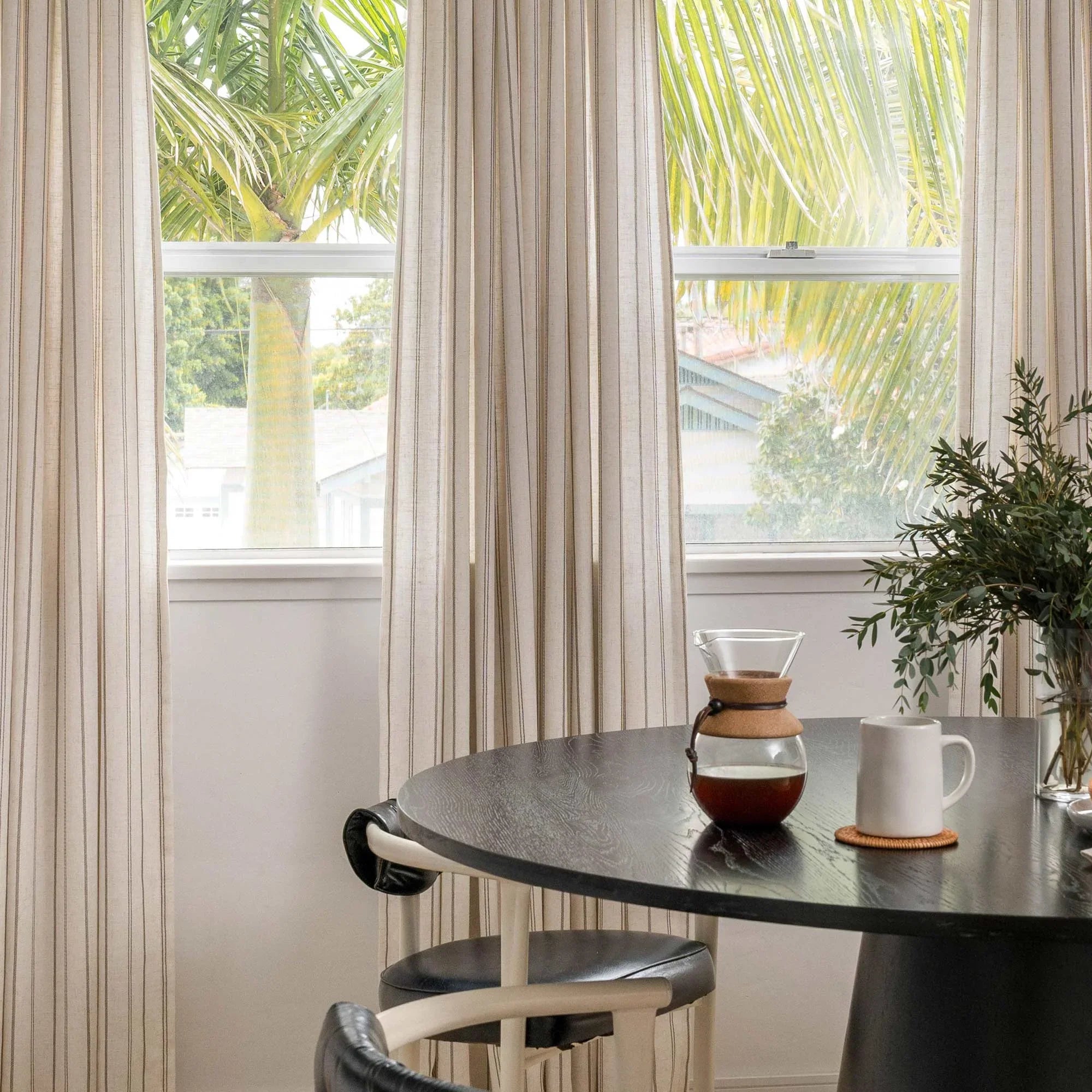 Elvonaeoly Minimalist Striped Linen Curtains