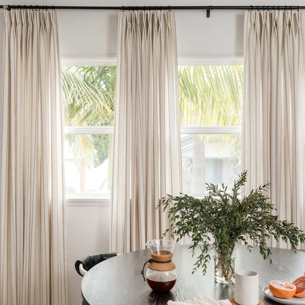 Elvonaeoly Minimalist Striped Linen Curtains