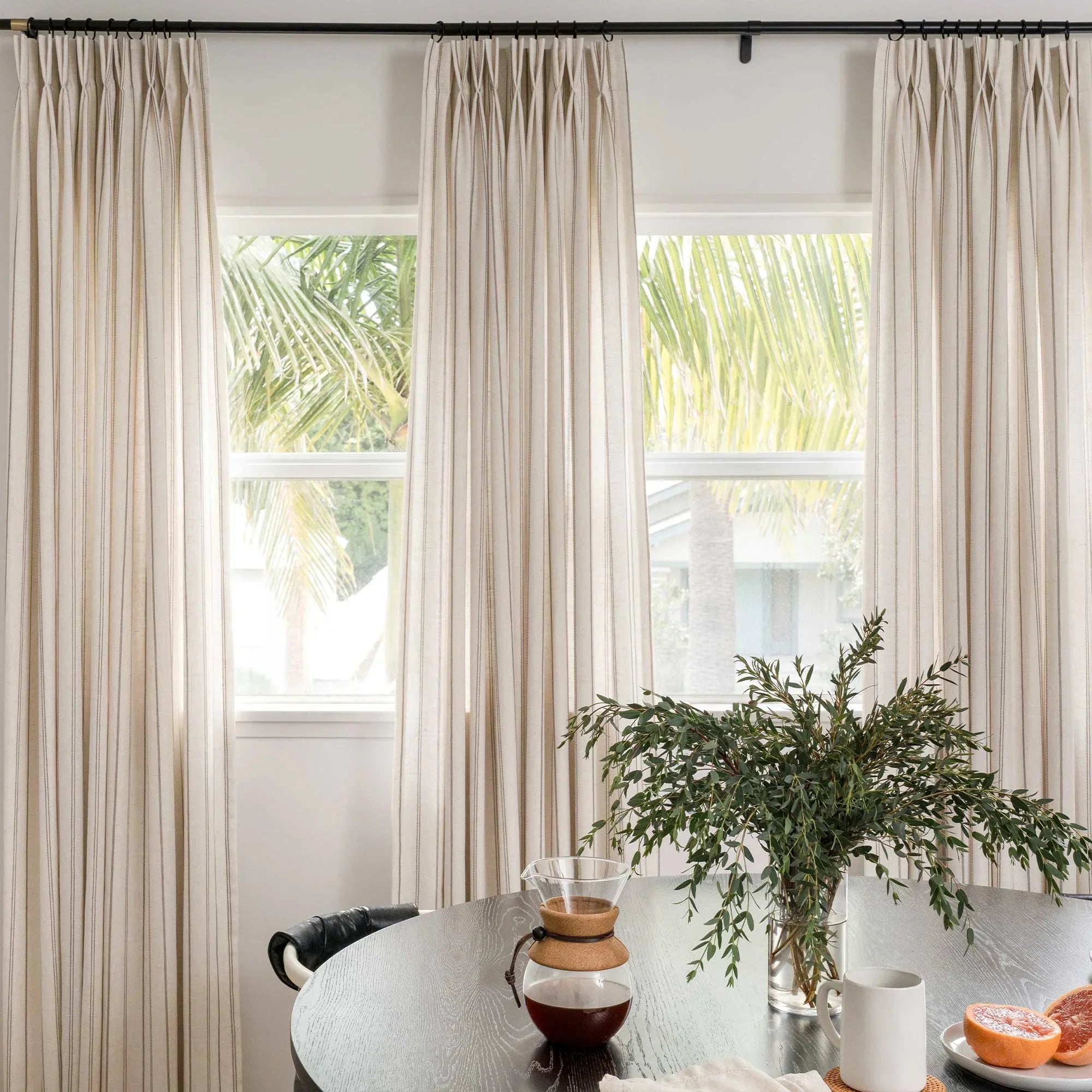 Elvonaeoly Minimalist Striped Linen Curtains