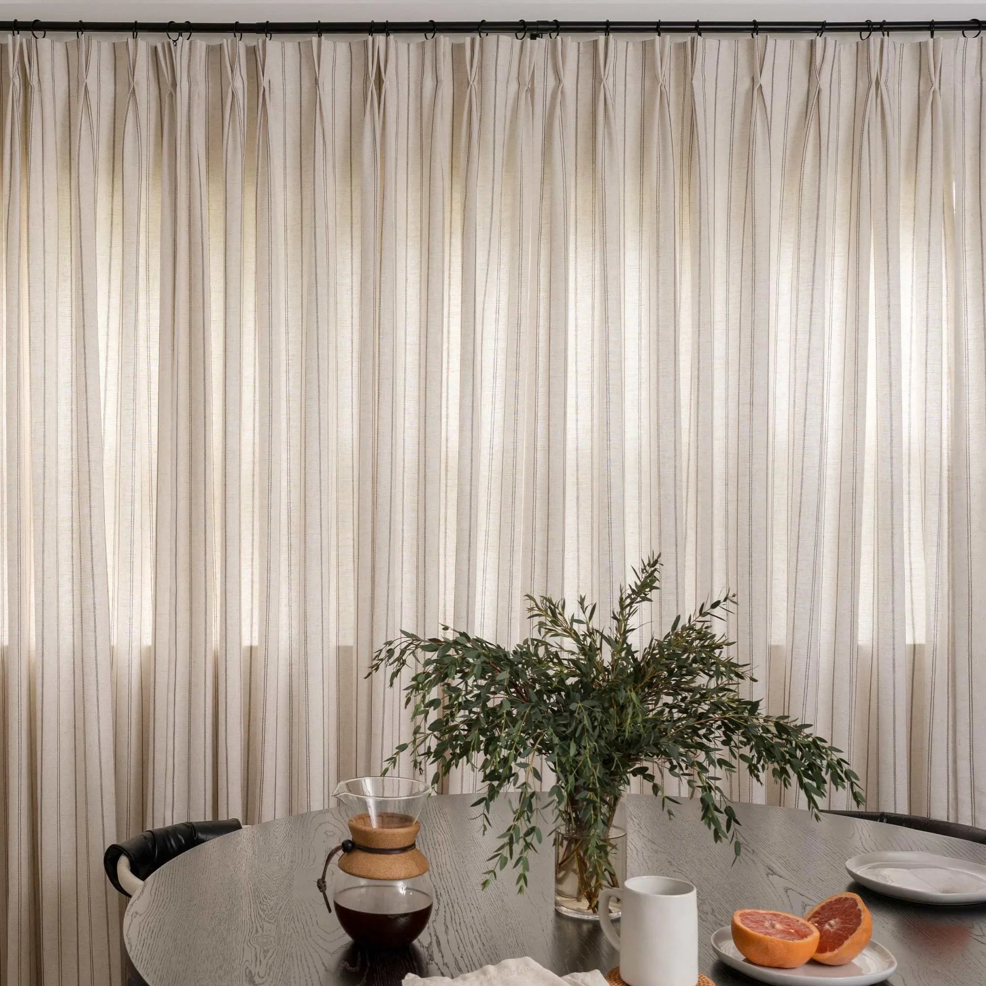 Elvonaeoly Minimalist Striped Linen Curtains