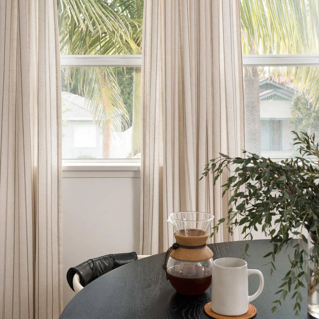 Elvonaeoly Minimalist Striped Linen Curtains