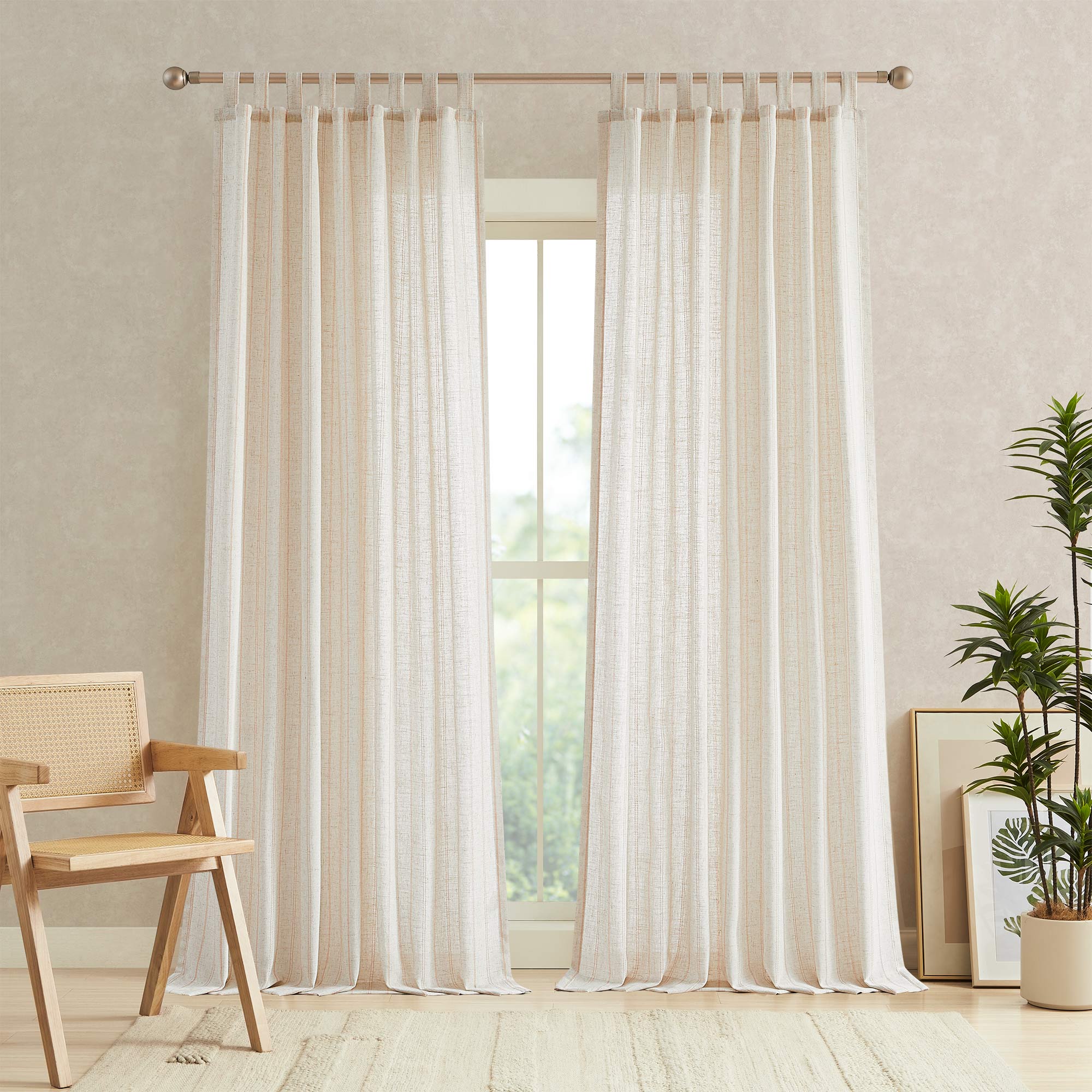 Elvonaeoly Minimalist Striped Linen Curtains