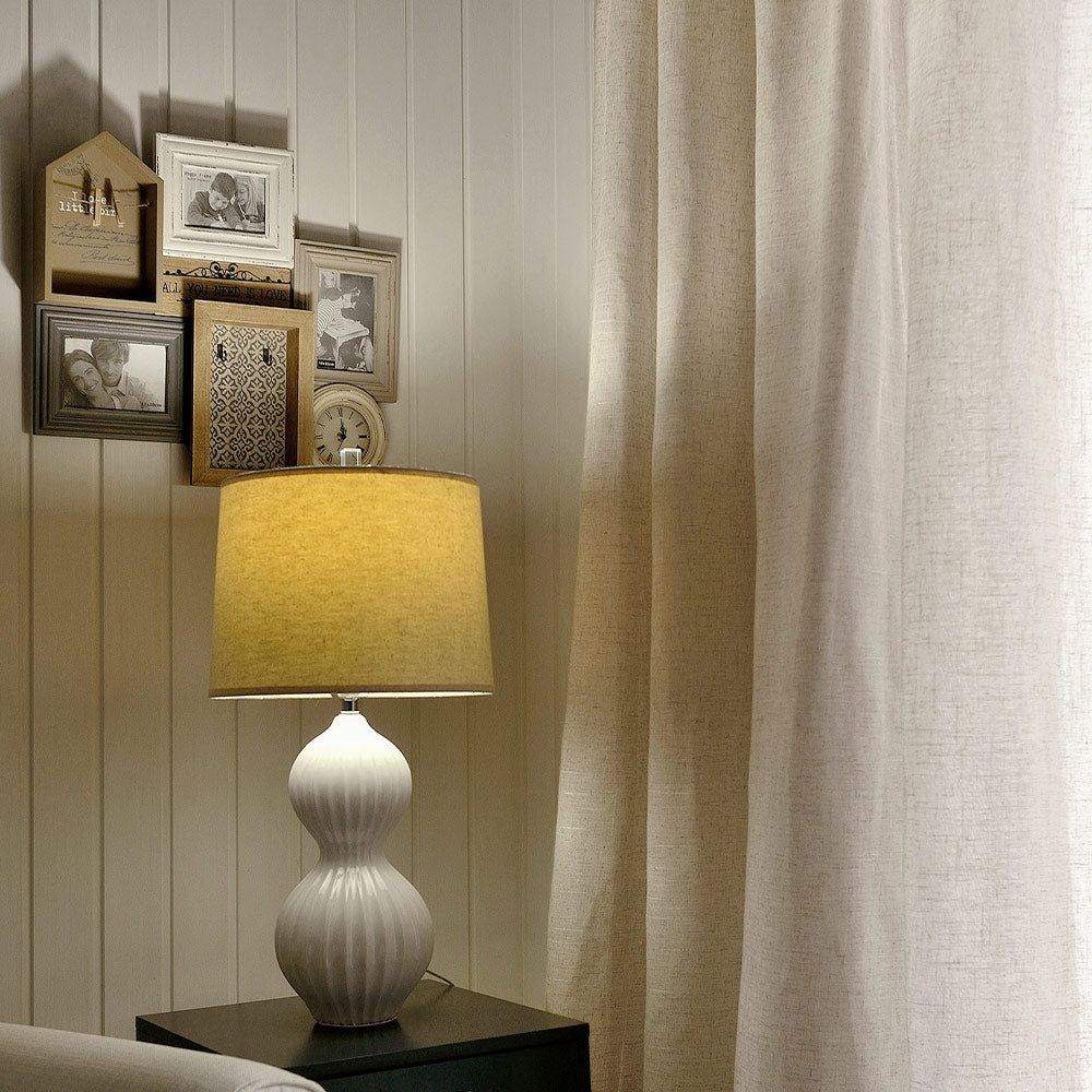 Elvonaeoly Linen Semi Sheer Curtains