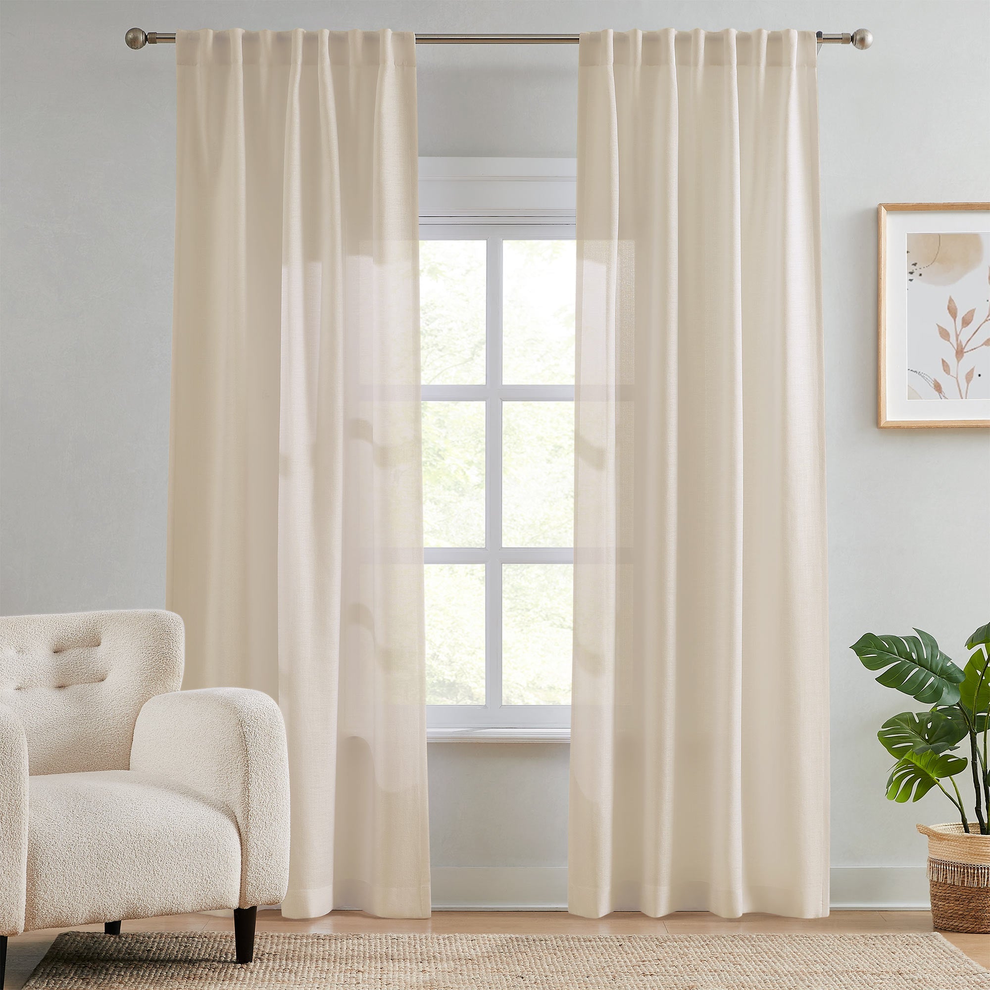 Elvonaeoly Semi Sheer Curtains
