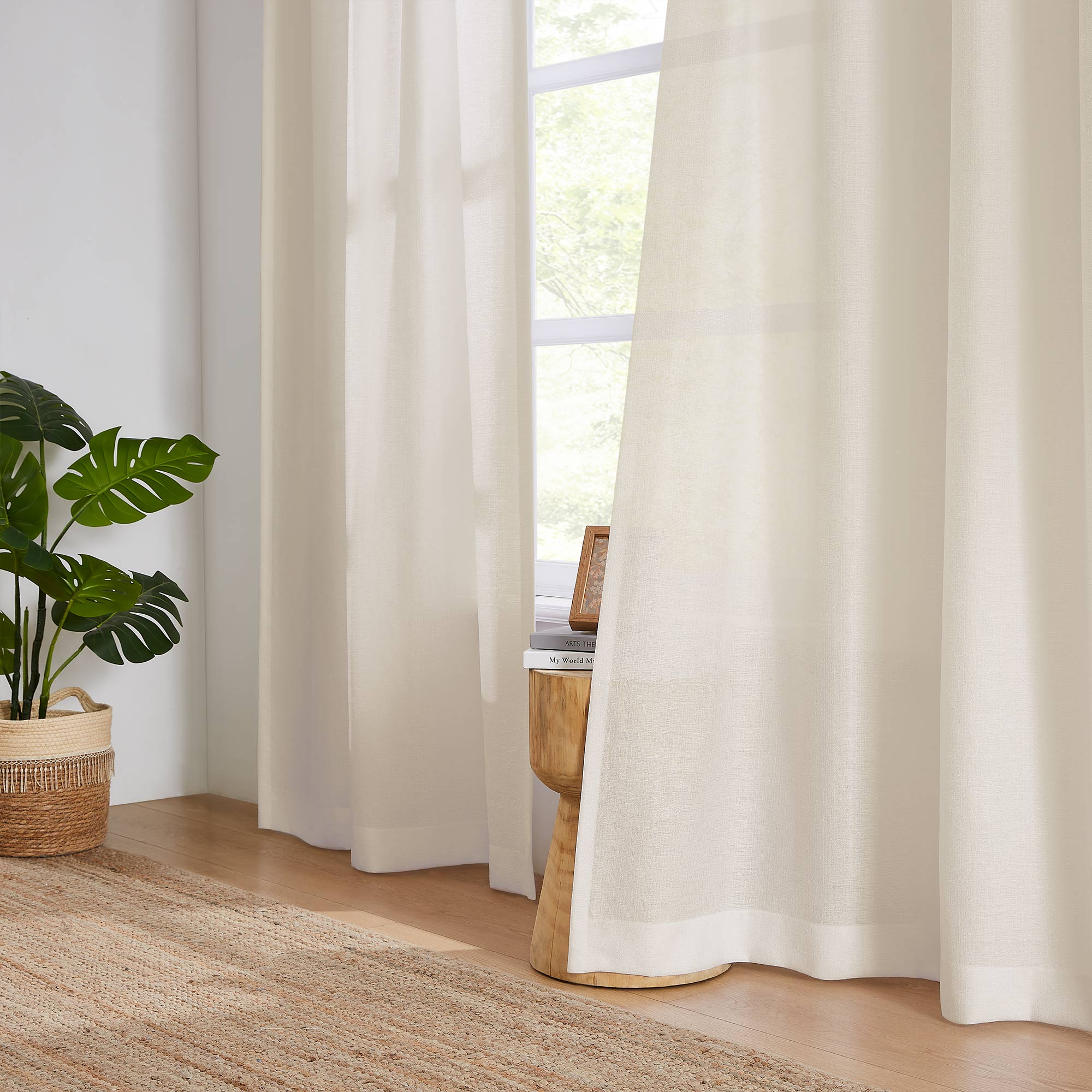 Elvonaeoly Semi Sheer Curtains