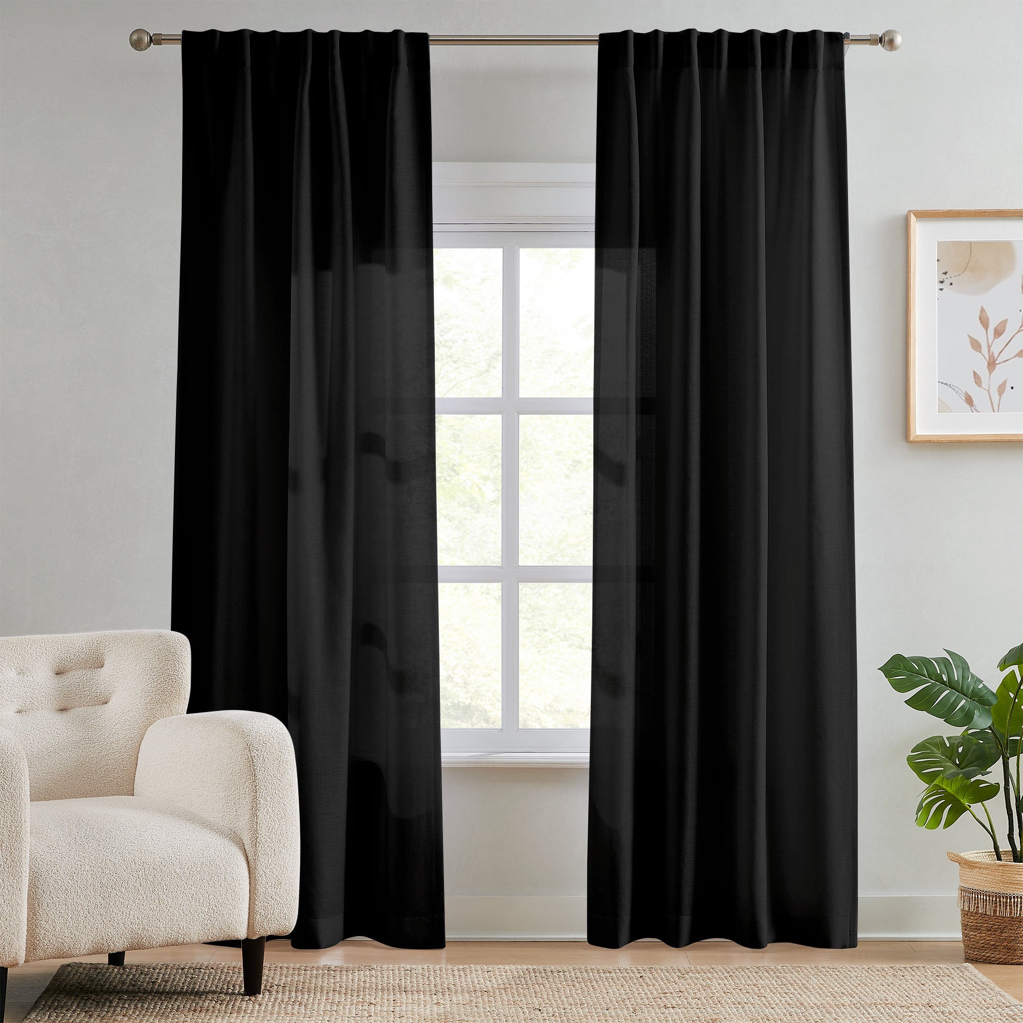 Elvonaeoly Semi Sheer Curtains