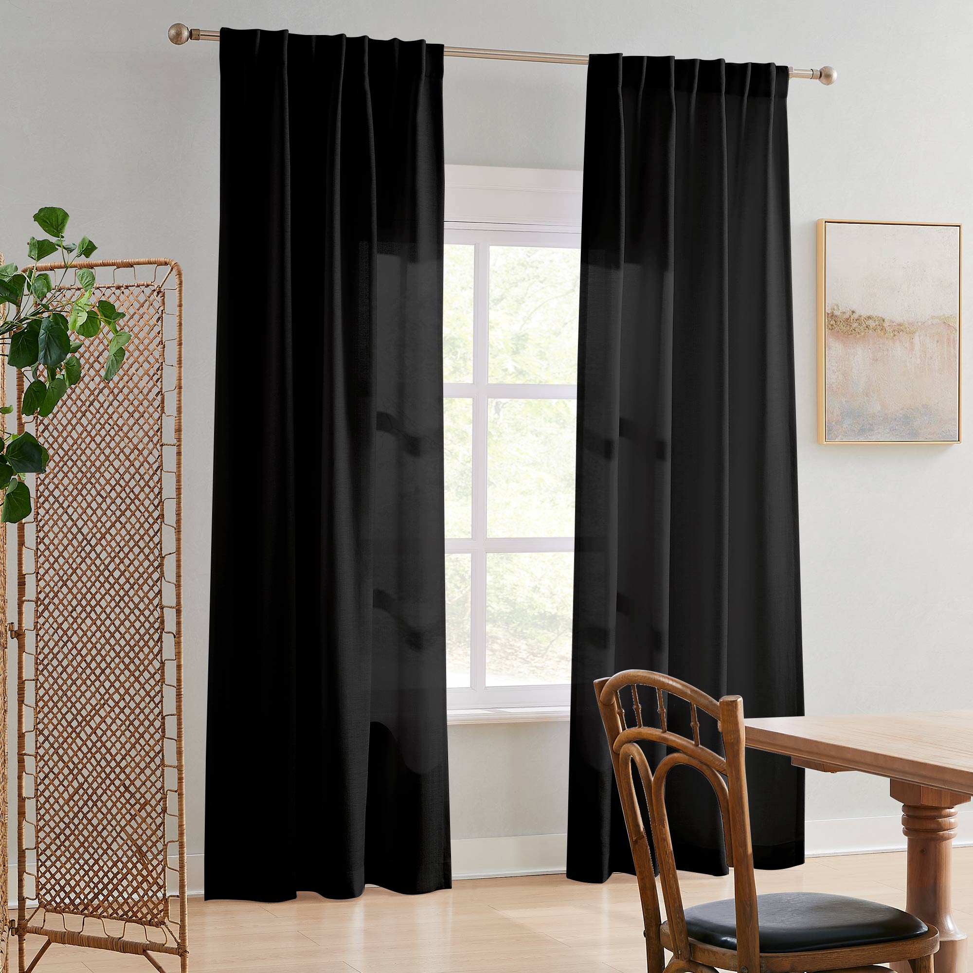 Elvonaeoly Semi Sheer Curtains