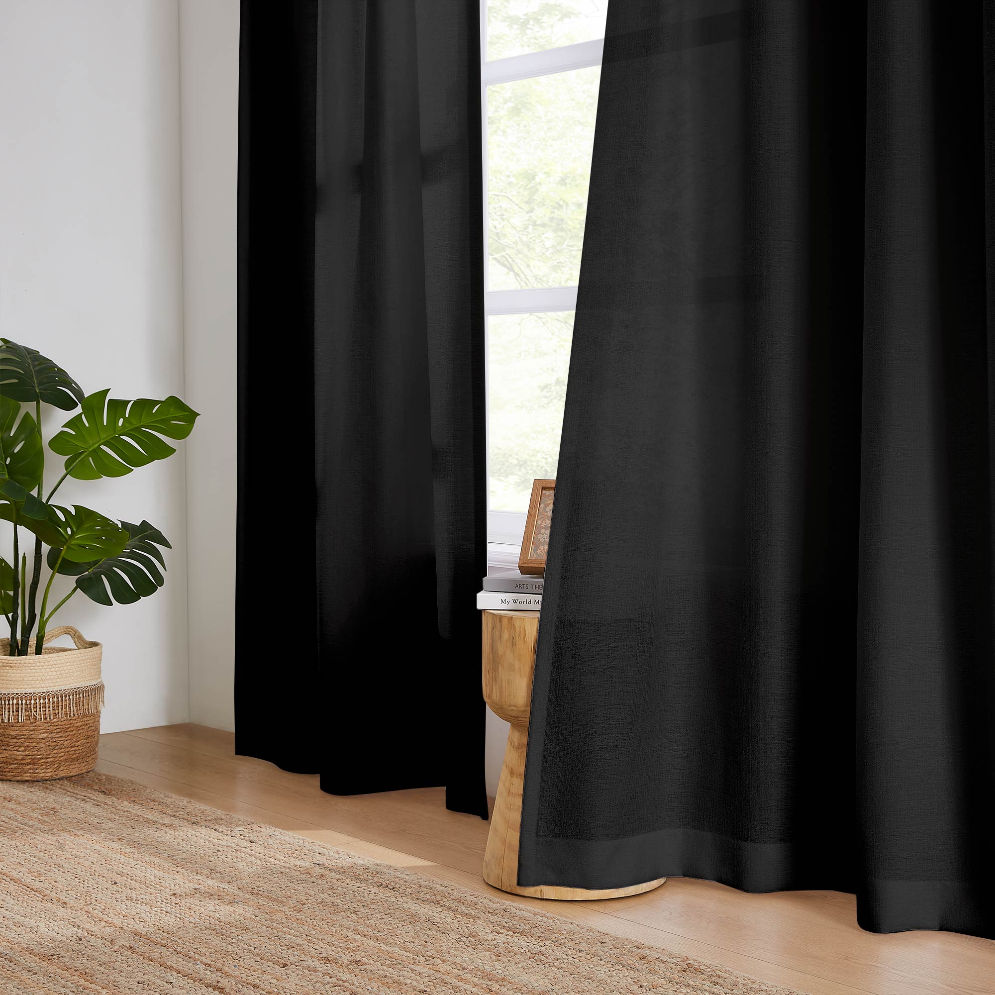 Elvonaeoly Semi Sheer Curtains