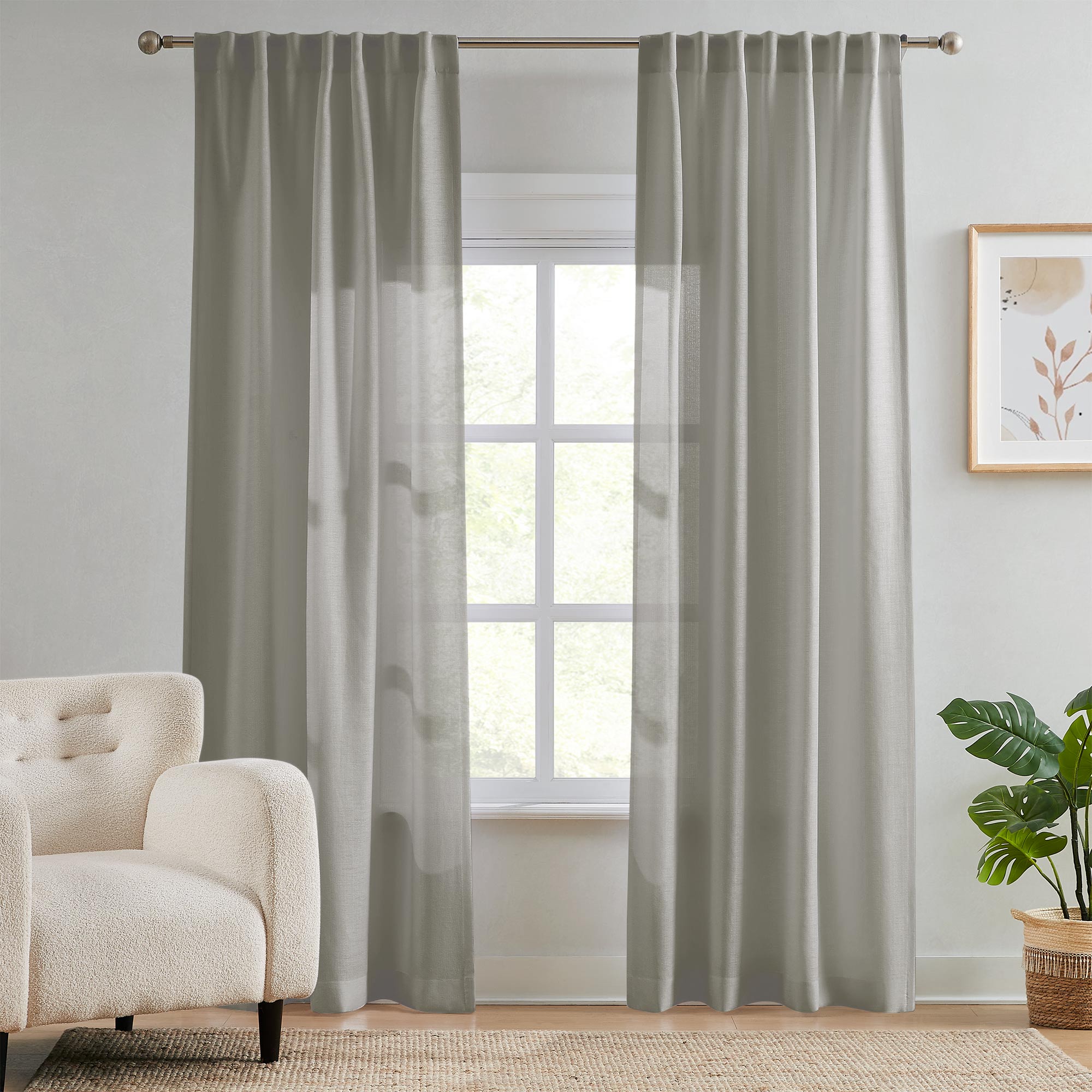 Elvonaeoly Semi Sheer Curtains