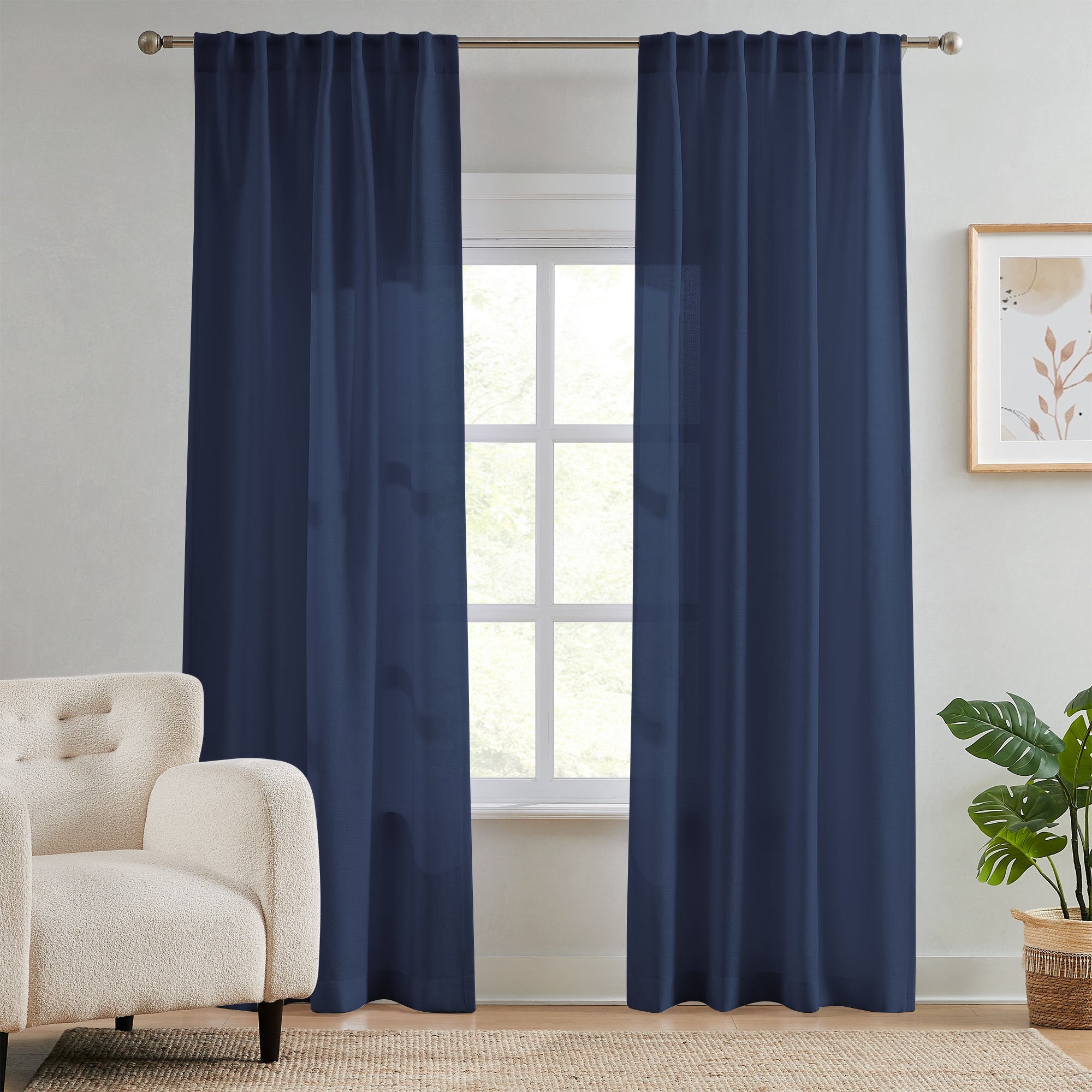 Elvonaeoly Semi Sheer Curtains