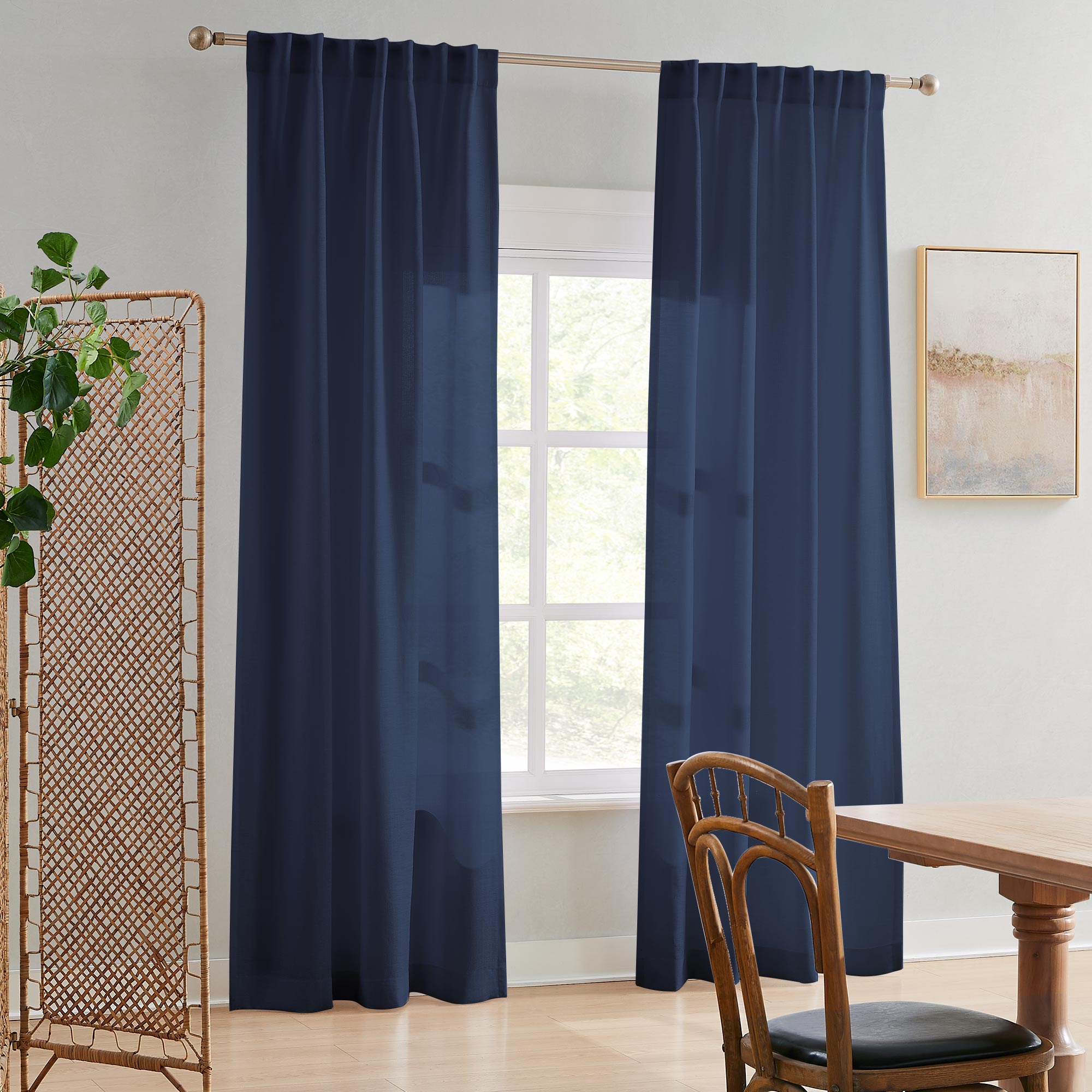 Elvonaeoly Semi Sheer Curtains