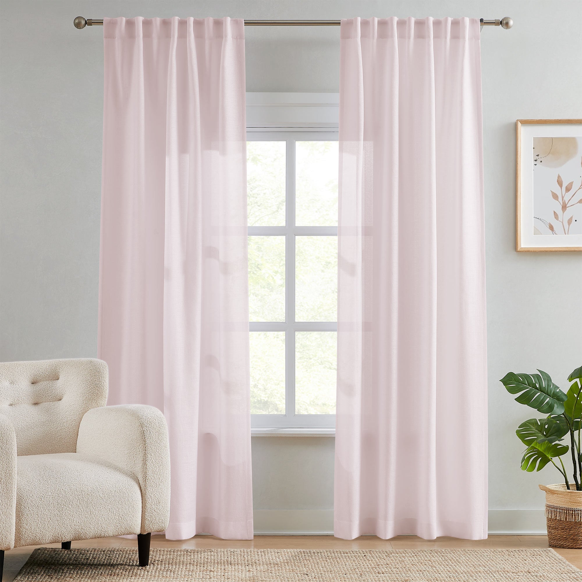 Elvonaeoly Semi Sheer Curtains