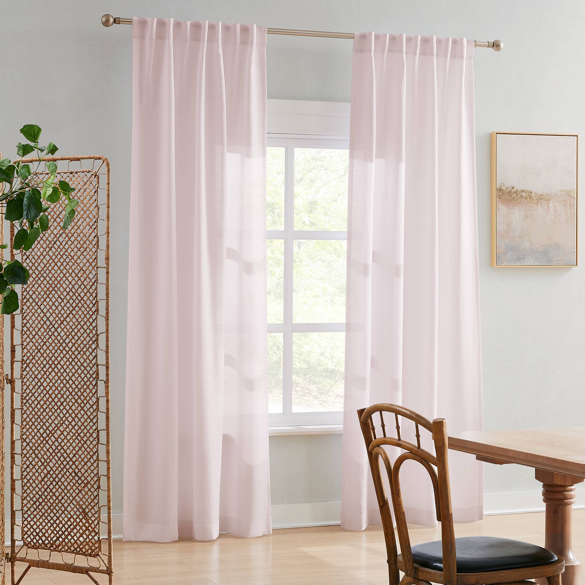 Elvonaeoly Semi Sheer Curtains