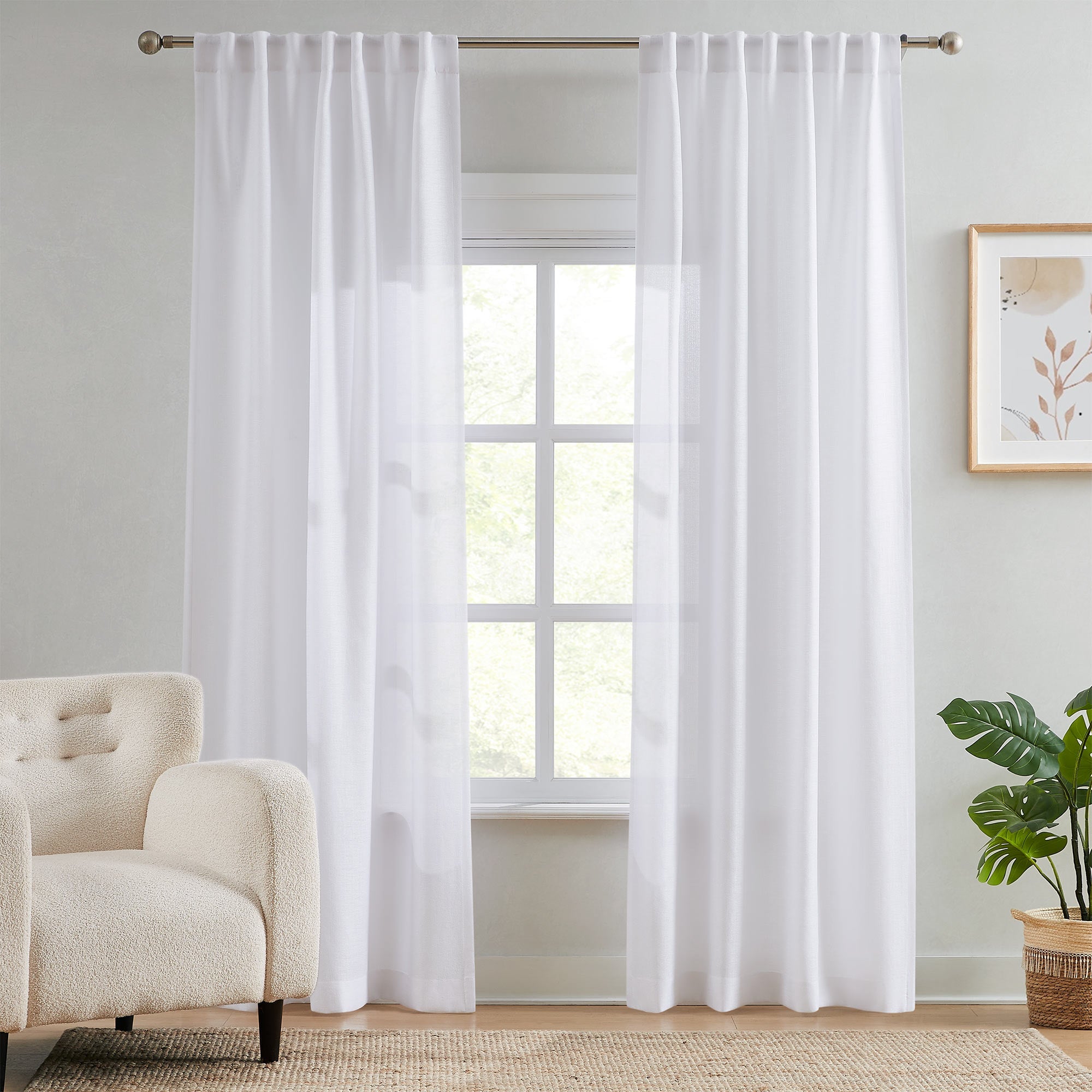Elvonaeoly Semi Sheer Curtains