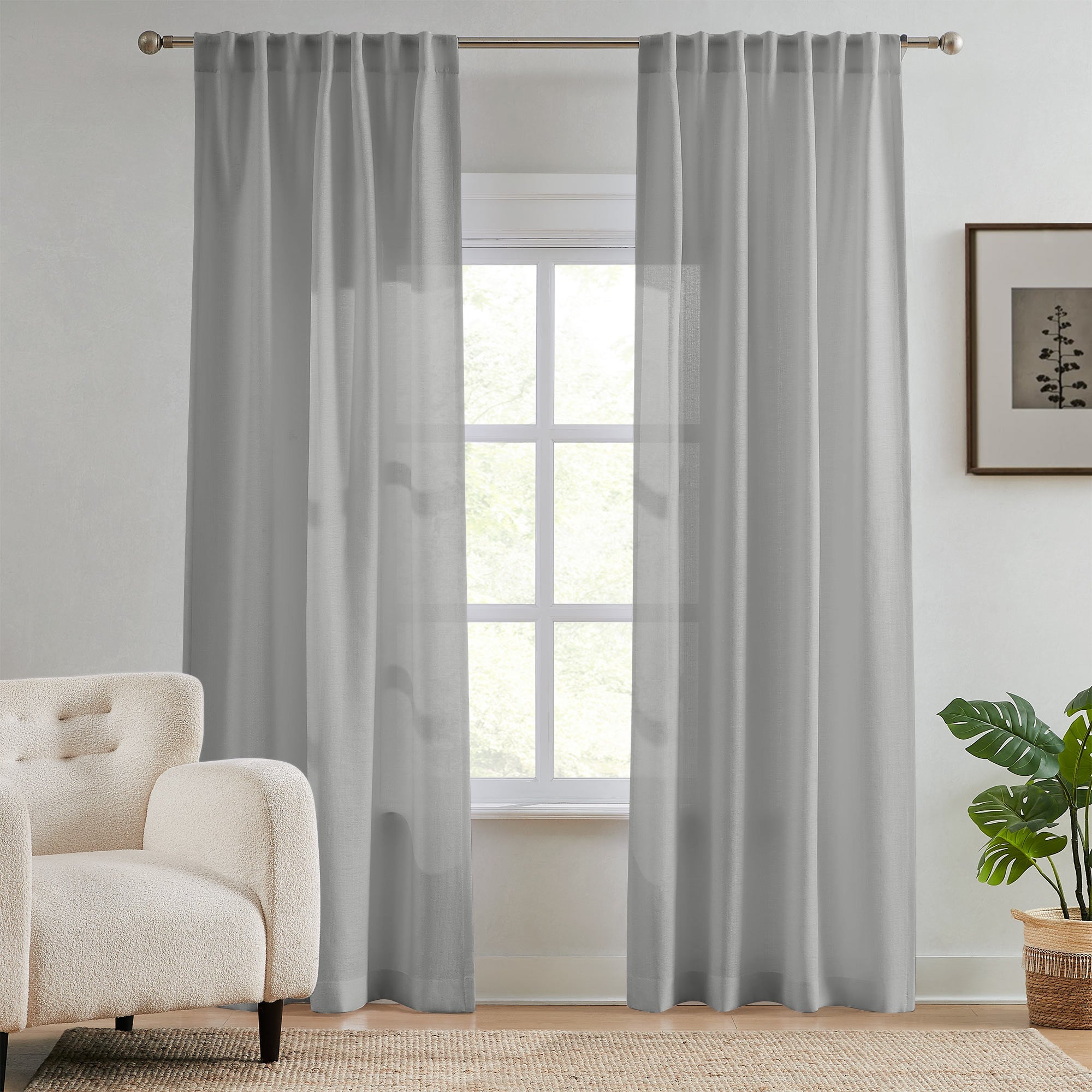 Elvonaeoly Semi Sheer Curtains