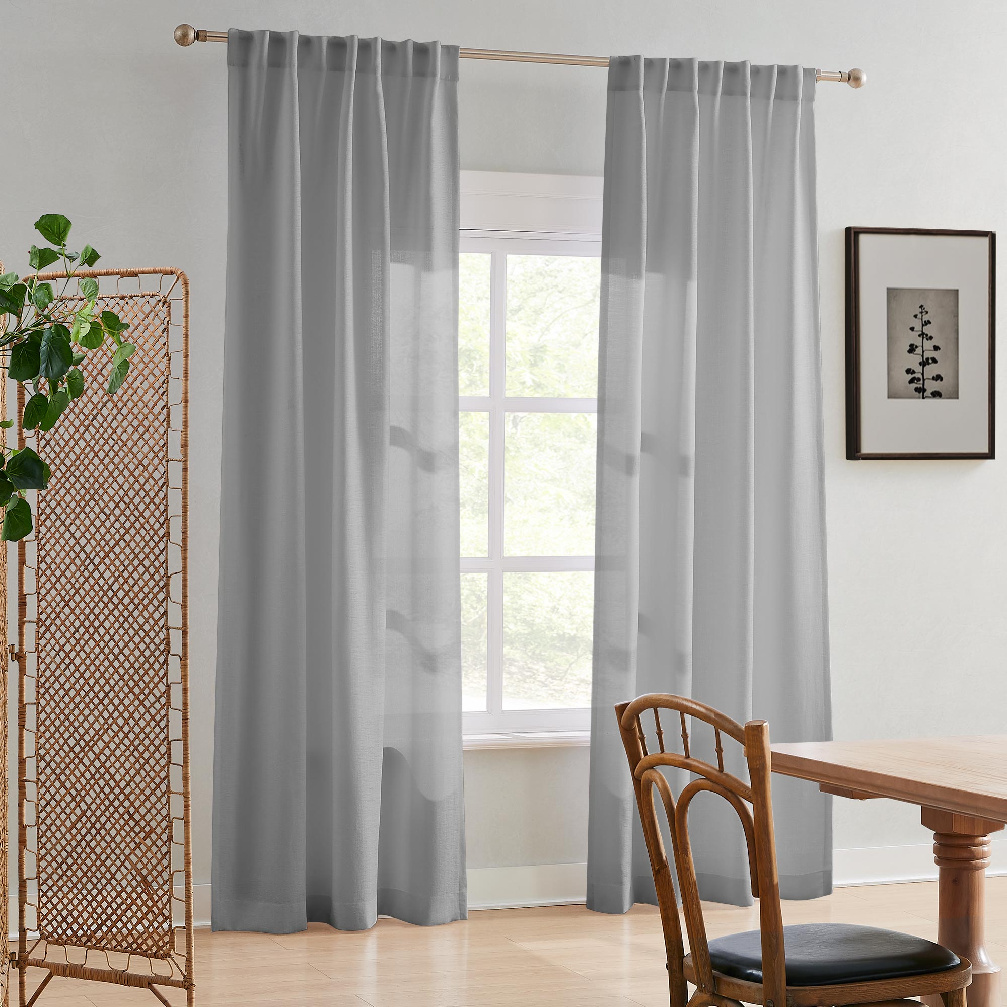 Elvonaeoly Semi Sheer Curtains
