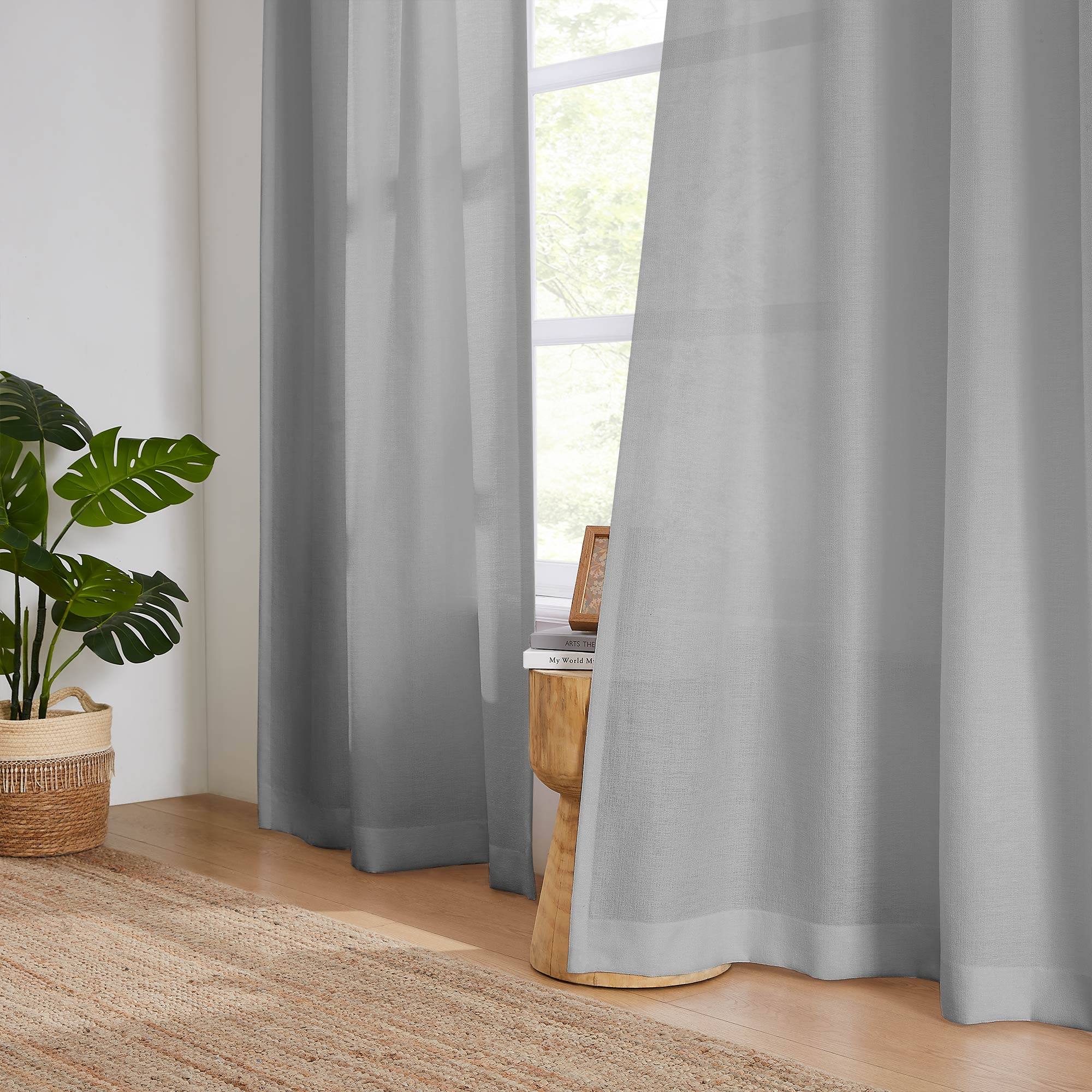 Elvonaeoly Semi Sheer Curtains