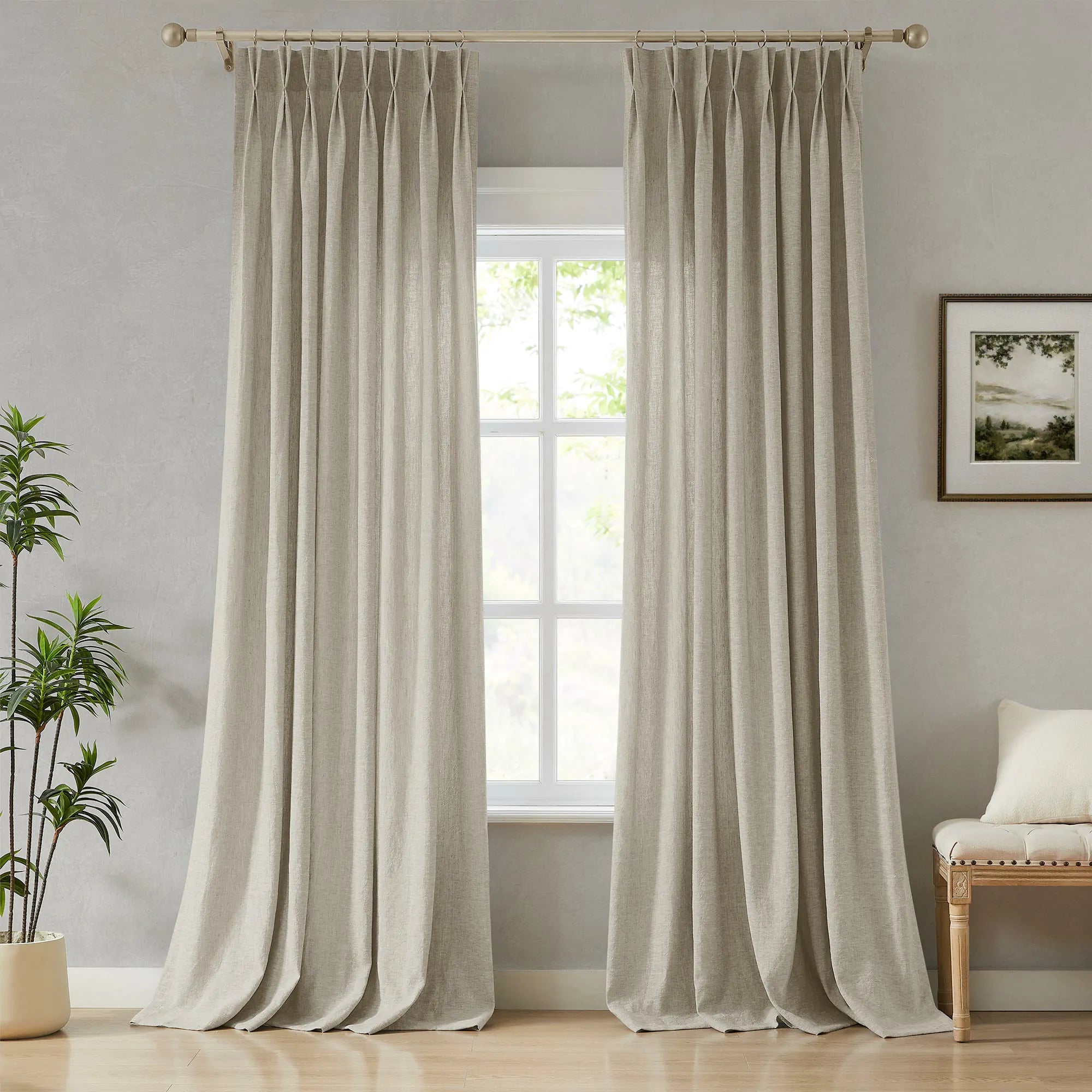 Elvonaeoly Heavy 100% Linen Curtains