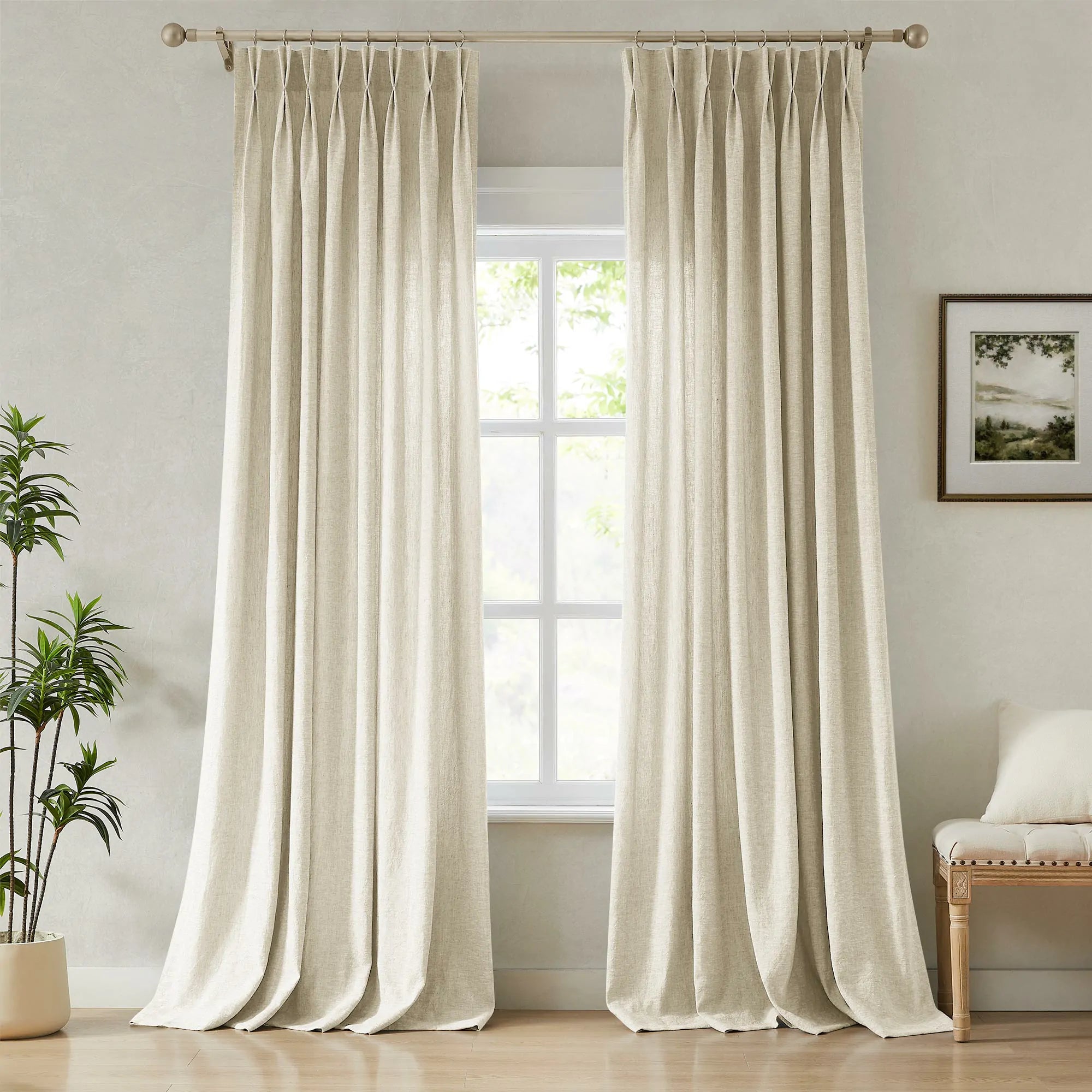 Elvonaeoly Heavy 100% Linen Curtains