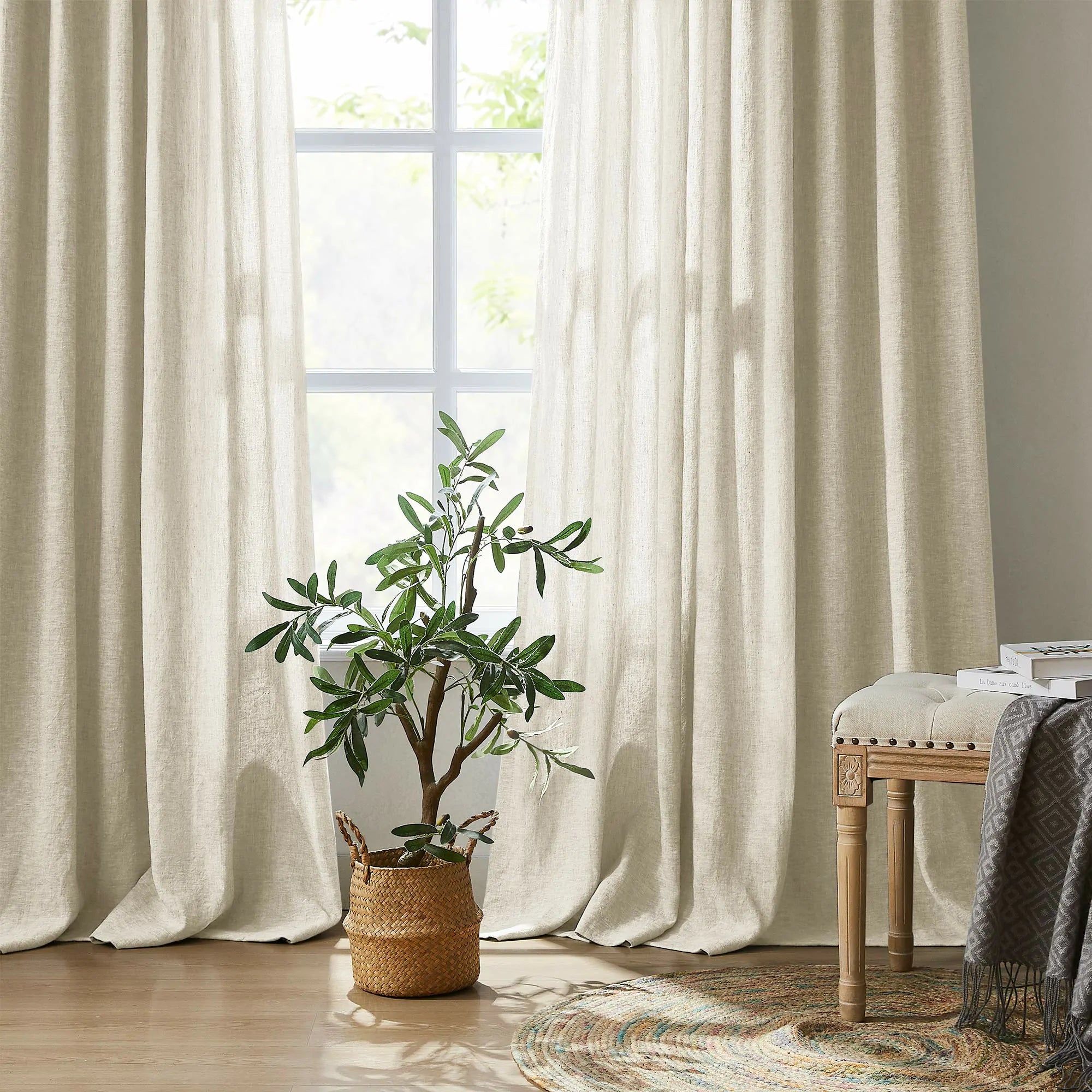 Elvonaeoly Heavy 100% Linen Curtains
