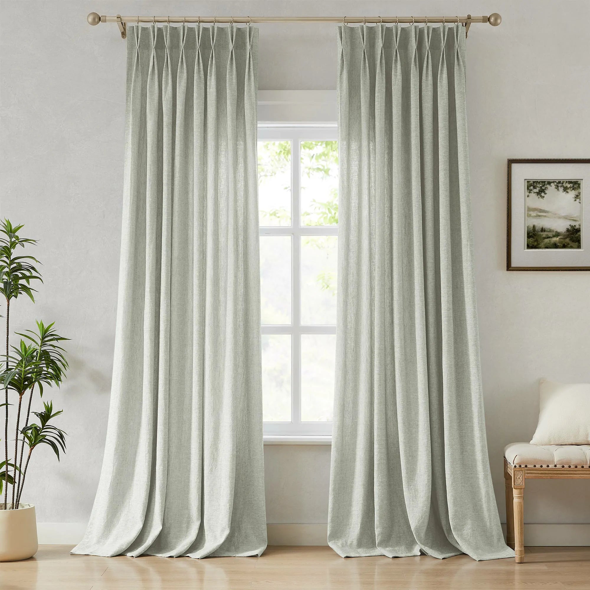 Elvonaeoly Heavy 100% Linen Curtains