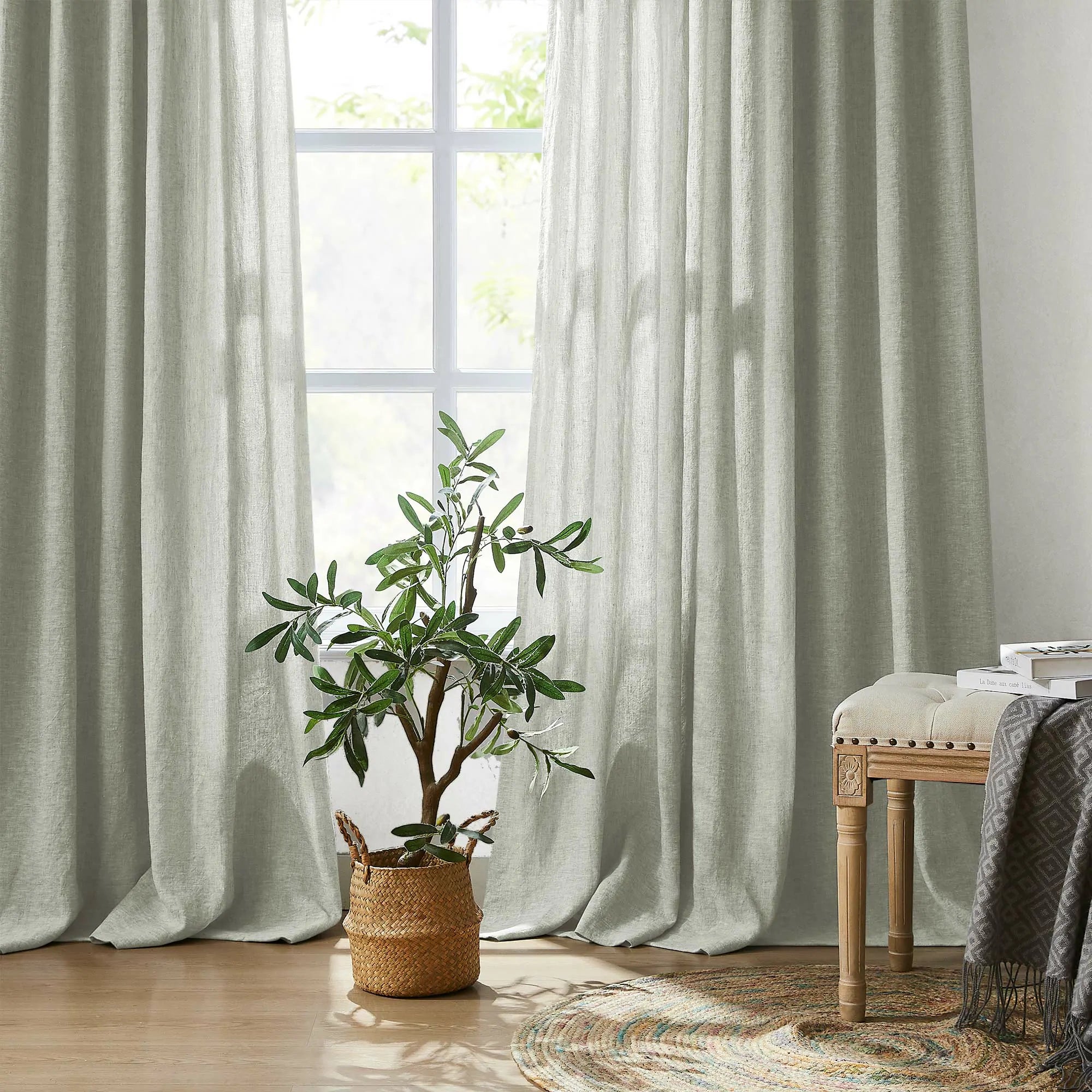 Elvonaeoly Heavy 100% Linen Curtains