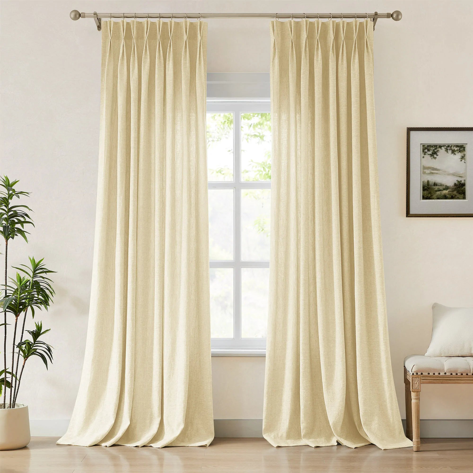 Elvonaeoly Heavy 100% Linen Curtains