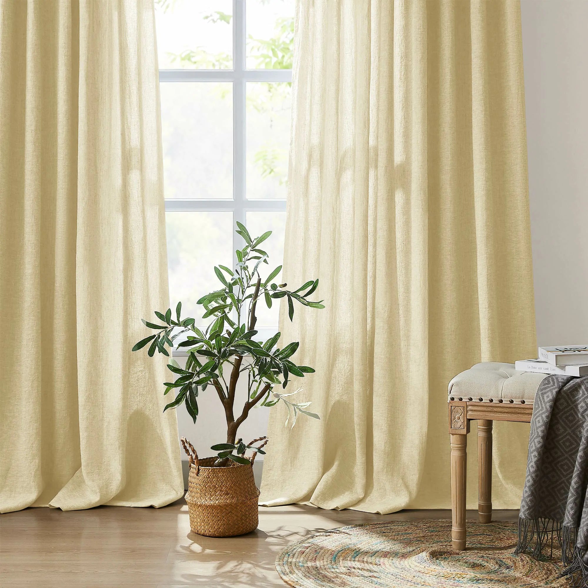 Elvonaeoly Heavy 100% Linen Curtains