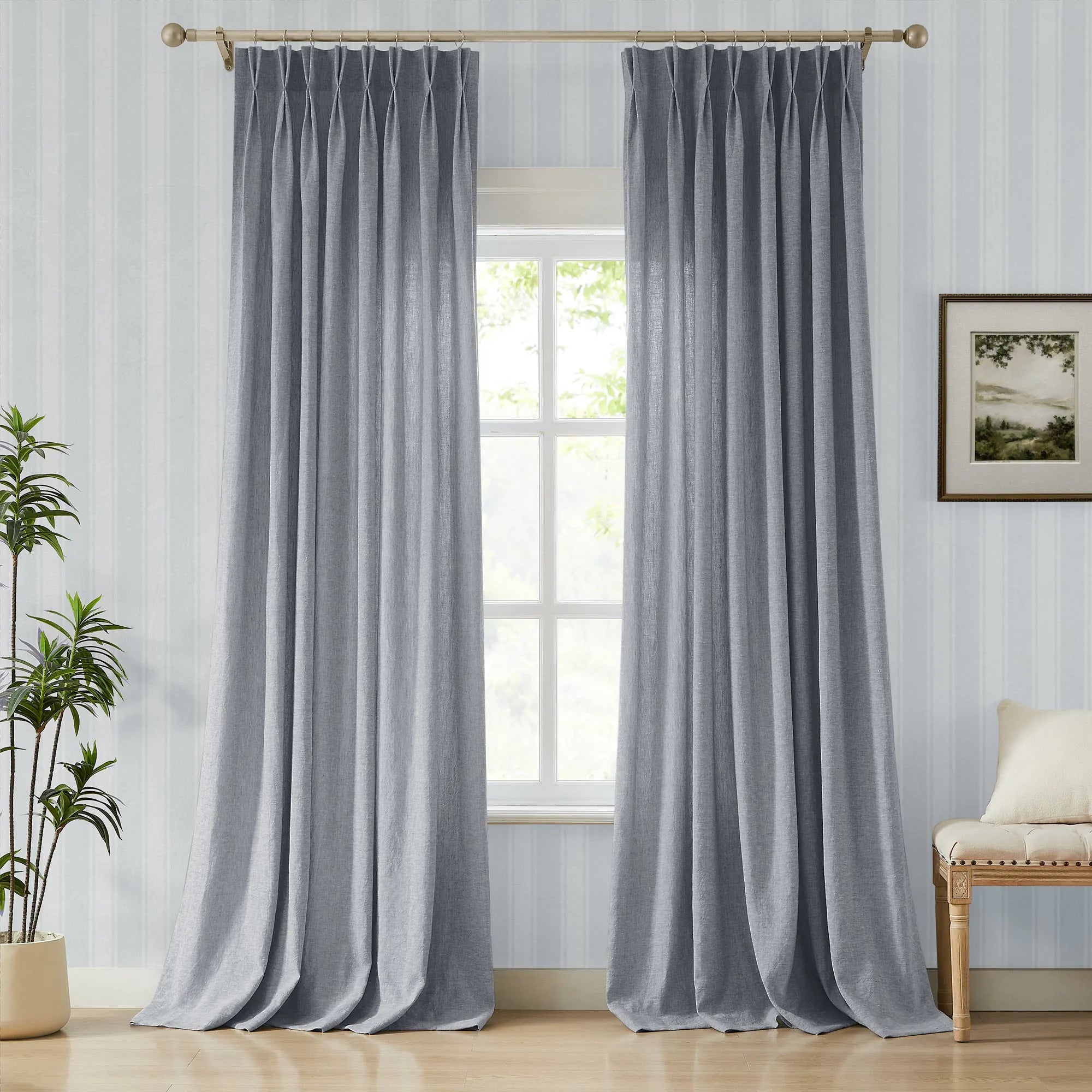 Elvonaeoly Heavy 100% Linen Curtains