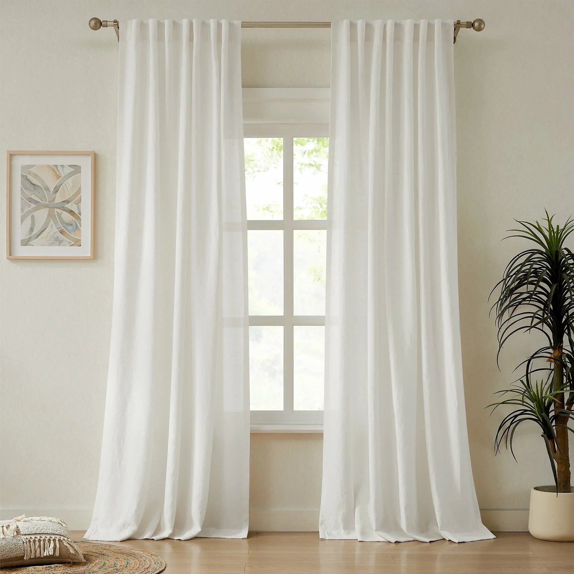 Elvonaeoly Heavy 100% Linen Curtains