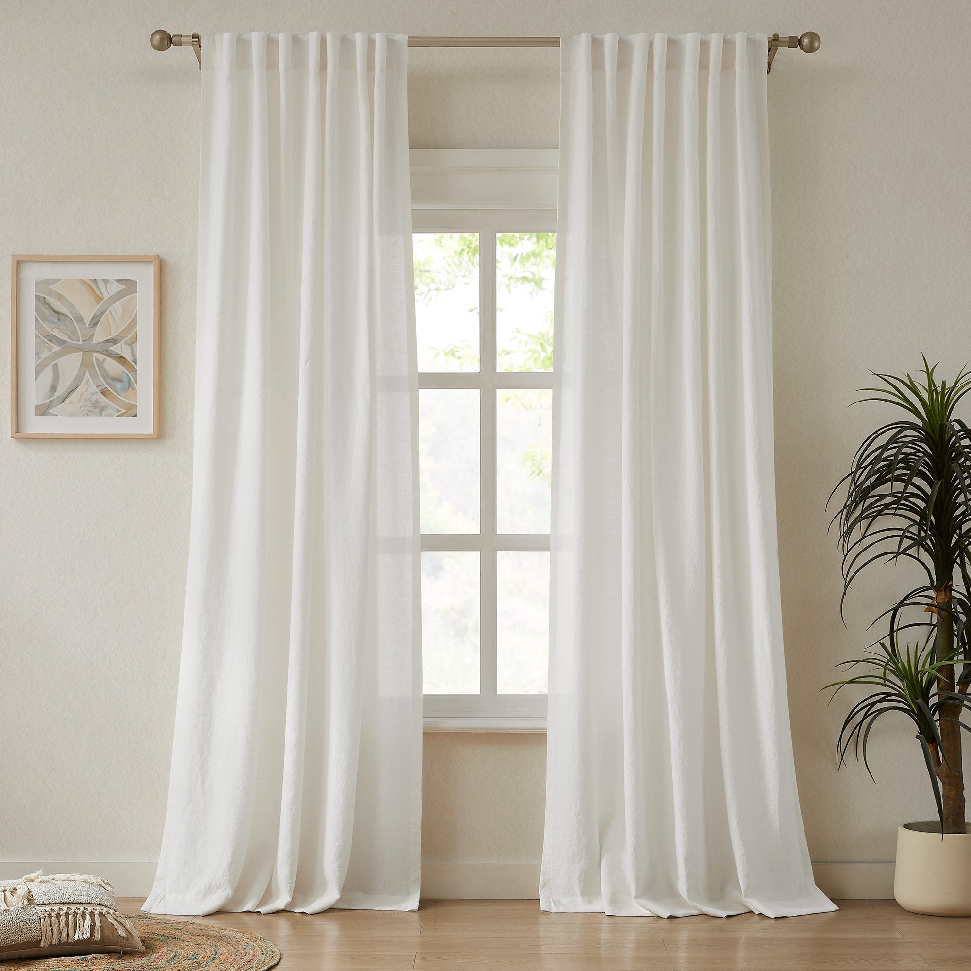 Elvonaeoly Heavy 100% Linen Curtains