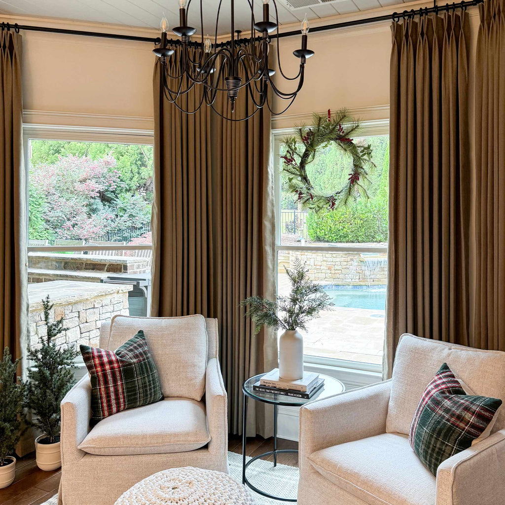 Elvonaeoly Cross Linen Texture Curtains