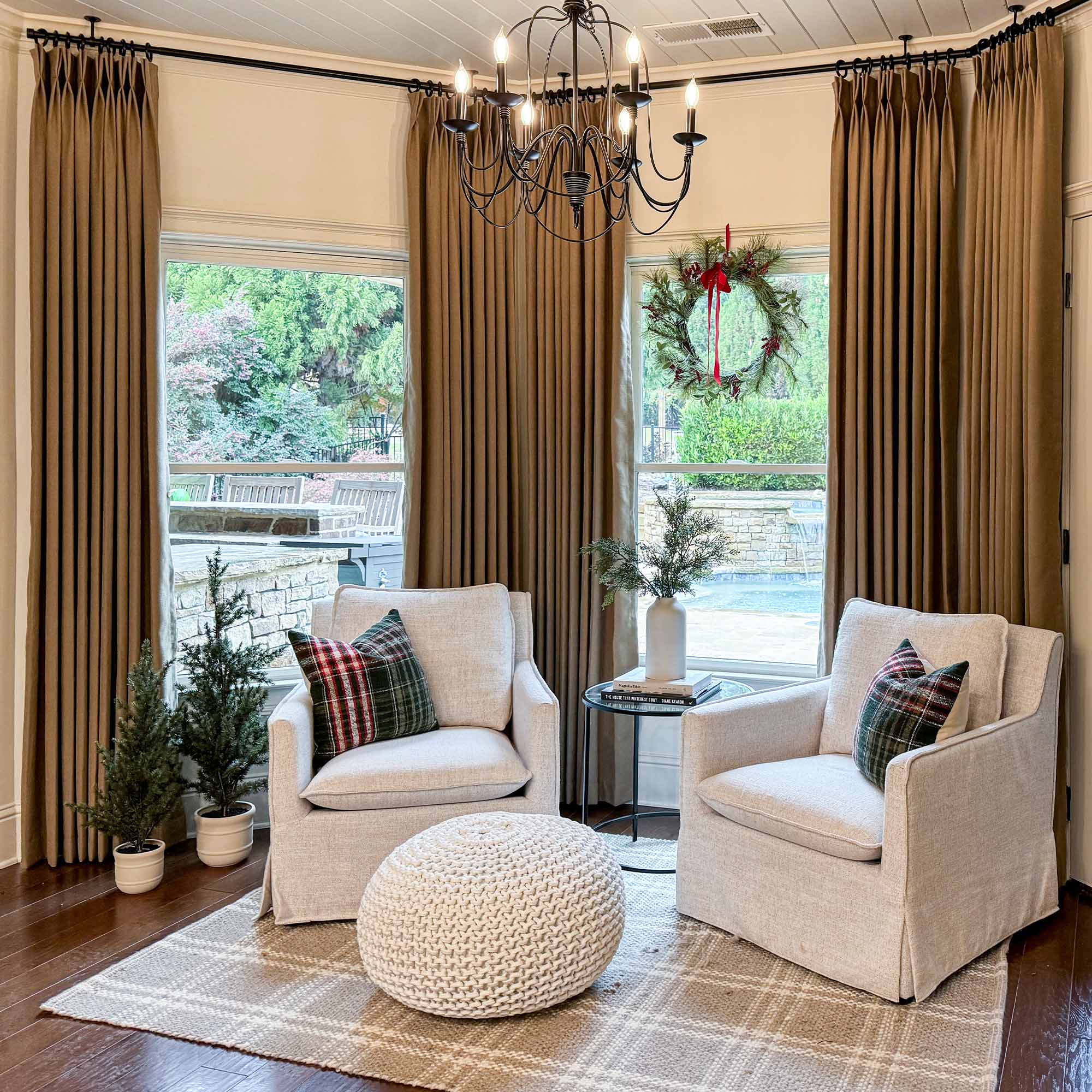 Elvonaeoly Cross Linen Texture Curtains