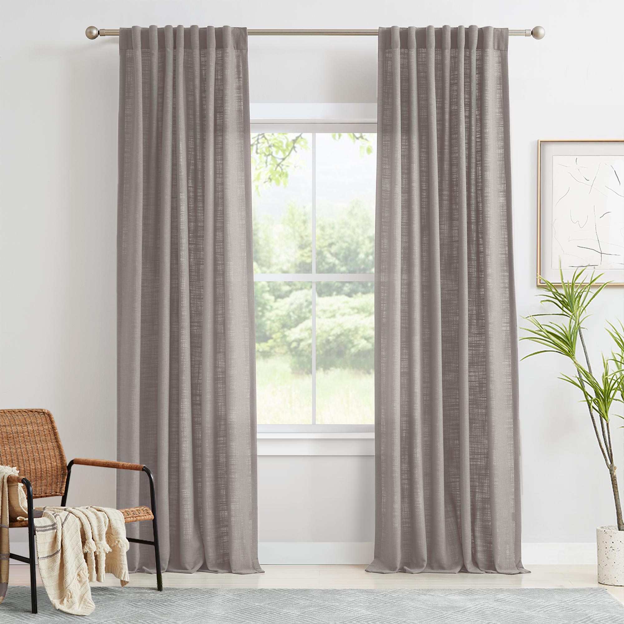 Elvonaeoly Linen Blend Curtains