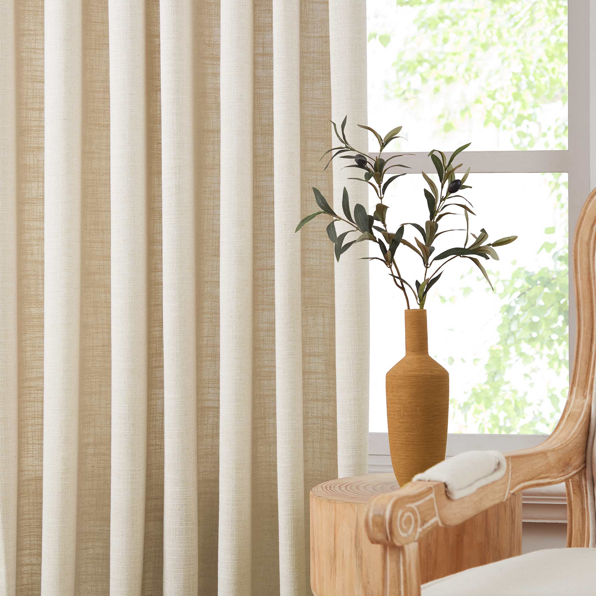 Elvonaeoly Linen Blend Curtains