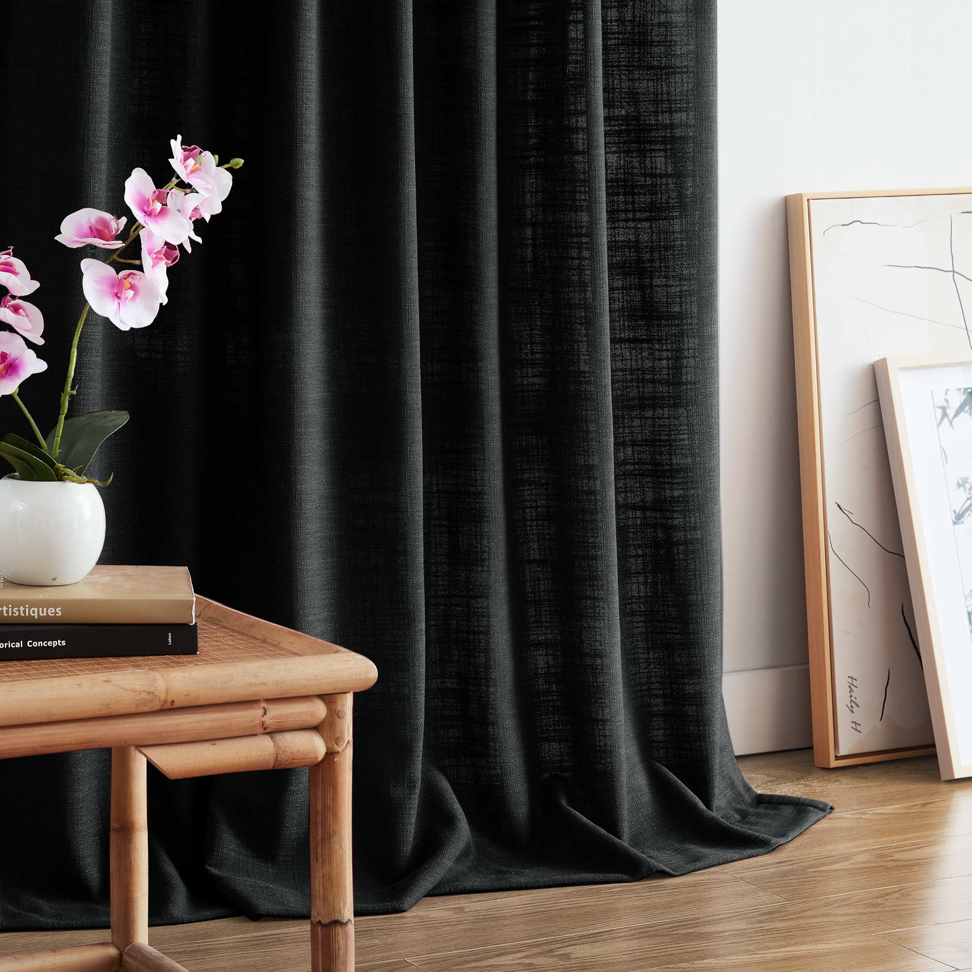 Elvonaeoly Linen Blend Curtains