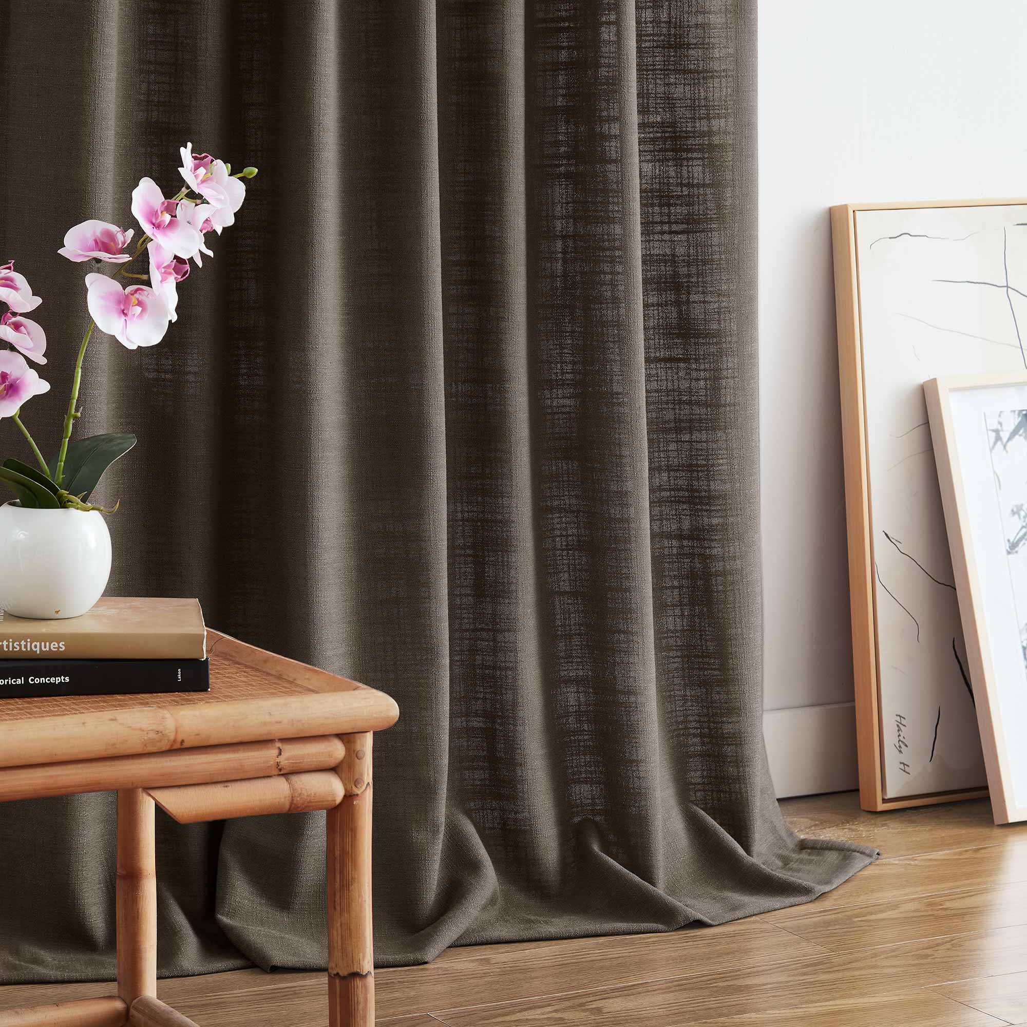 Elvonaeoly Linen Blend Curtains