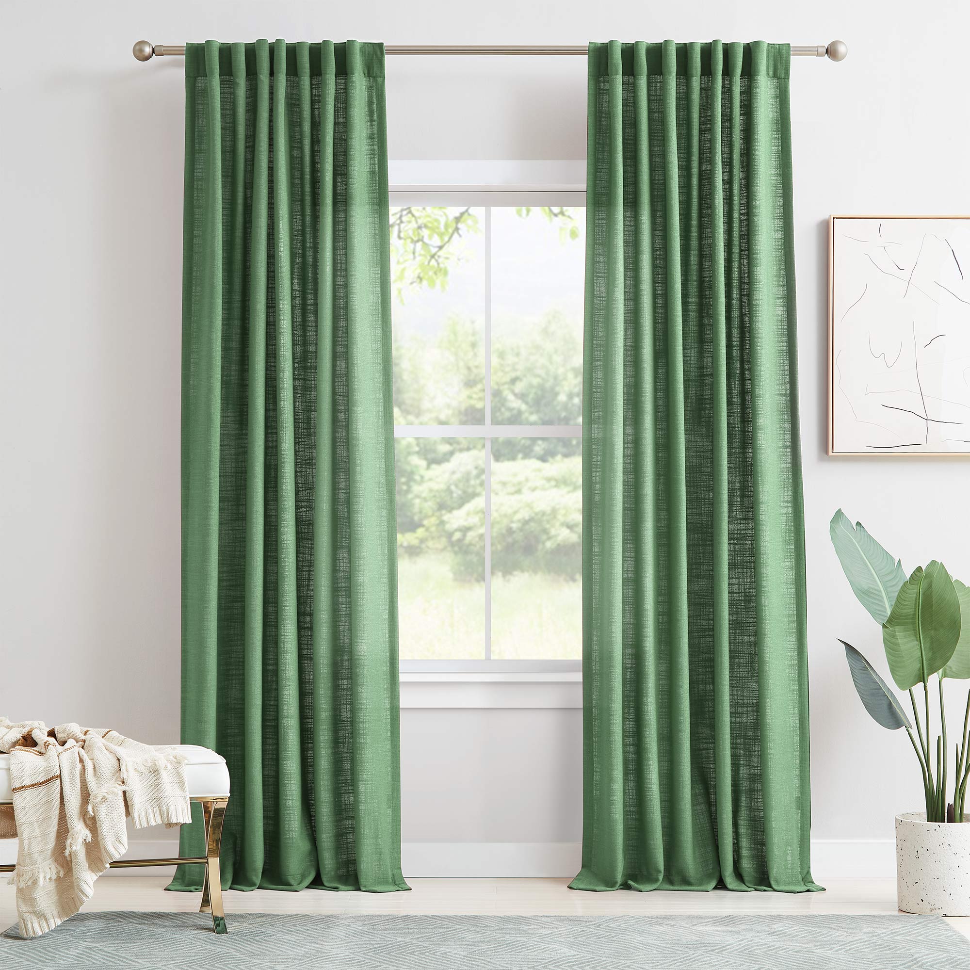 Elvonaeoly Linen Blend Curtains