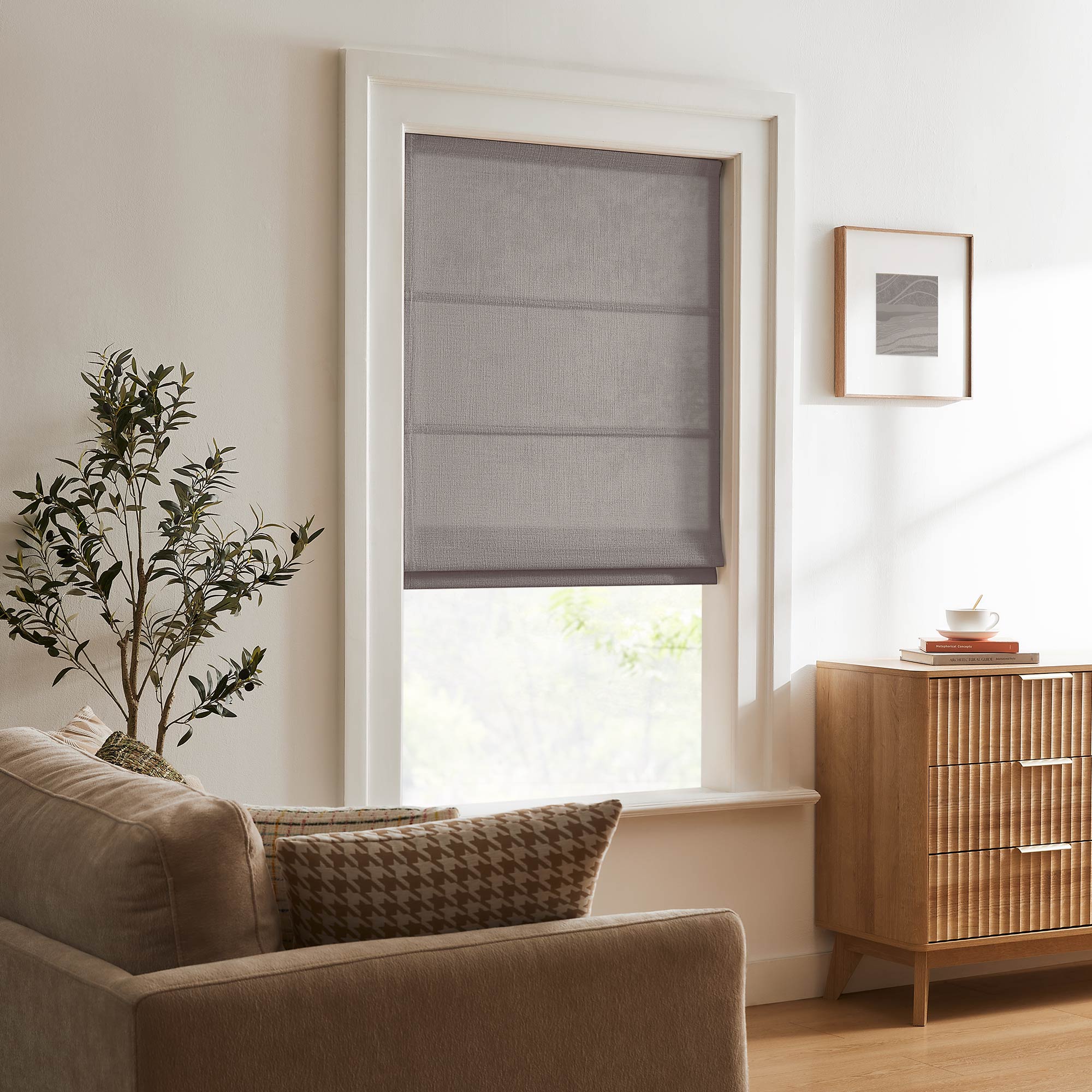 Elvonaeoly Custom Linen Roman Shades