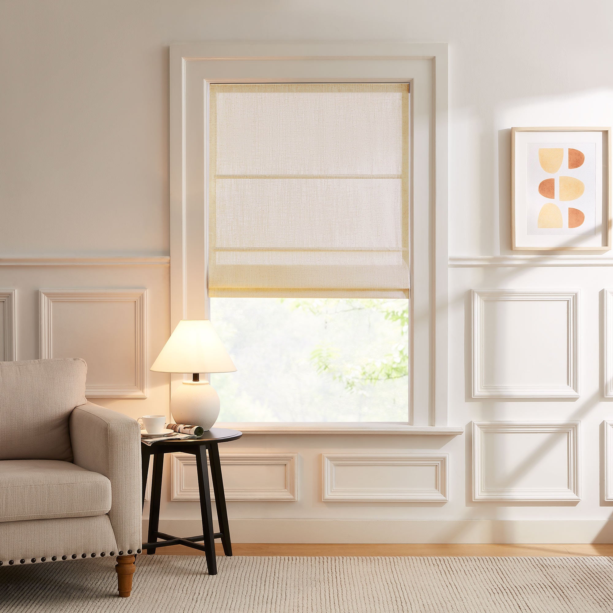 Elvonaeoly Custom Linen Roman Shades